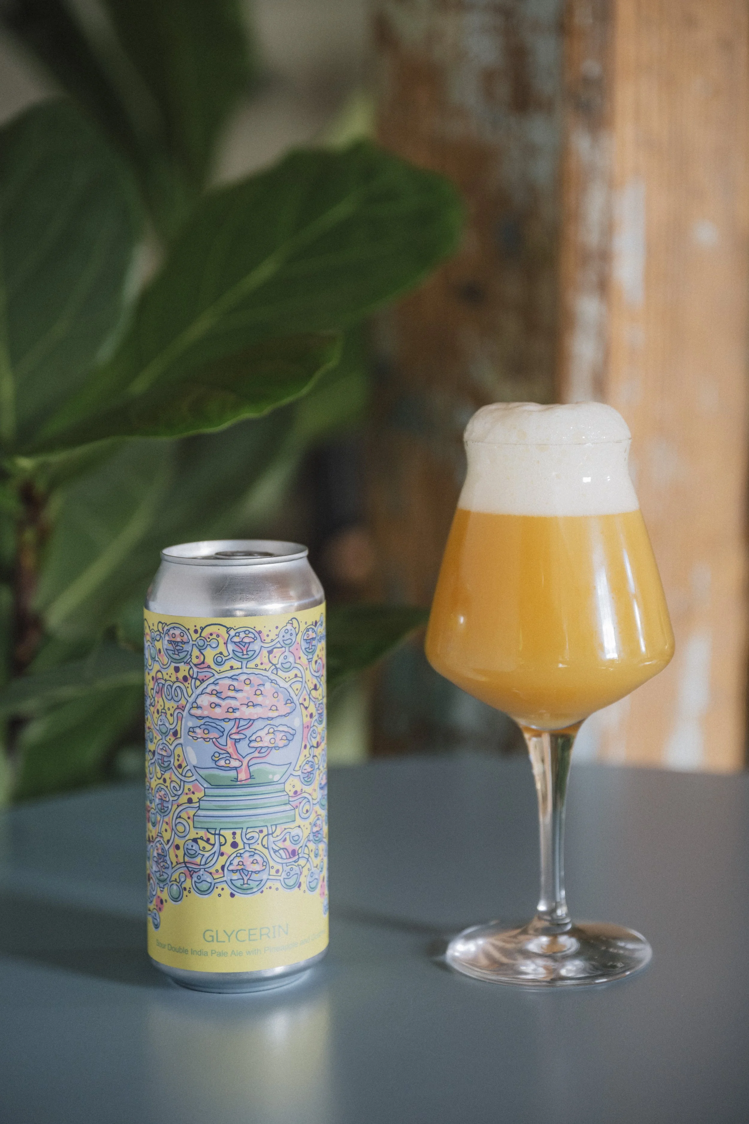 Glycerin Pineapple Coconut in can and glass.