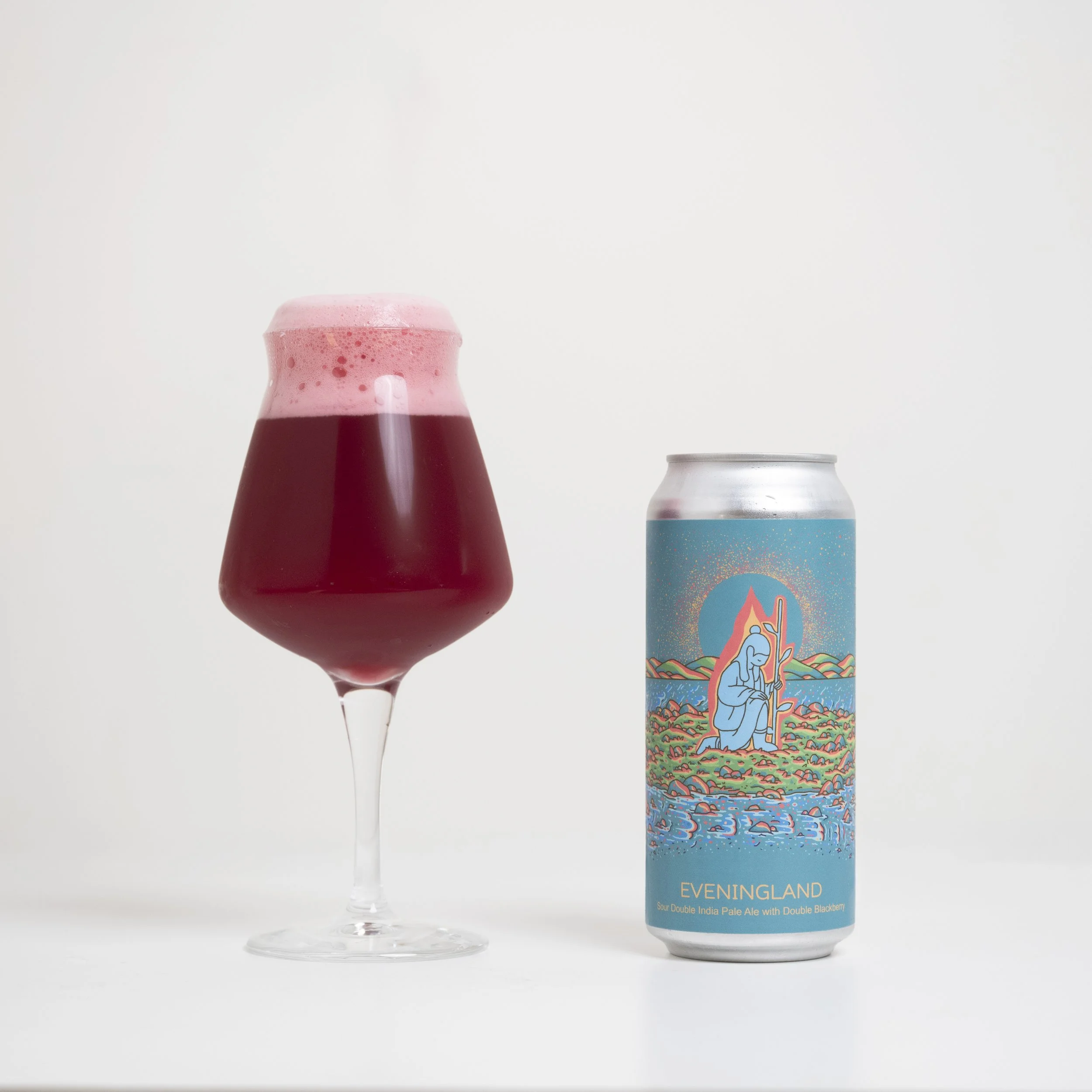 Photo of Eveningland in a glass and can.