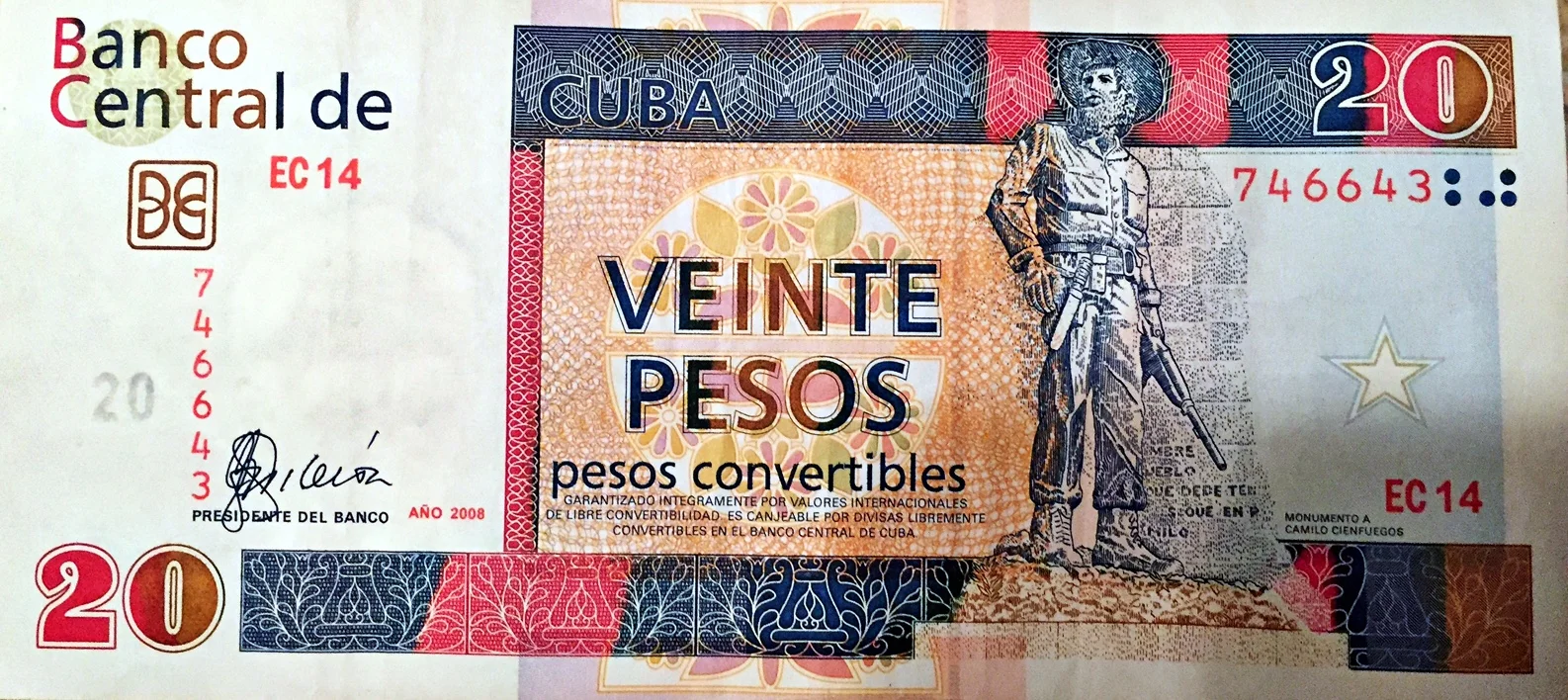 CUC - tourist currency. 20 pesos = 20 USD