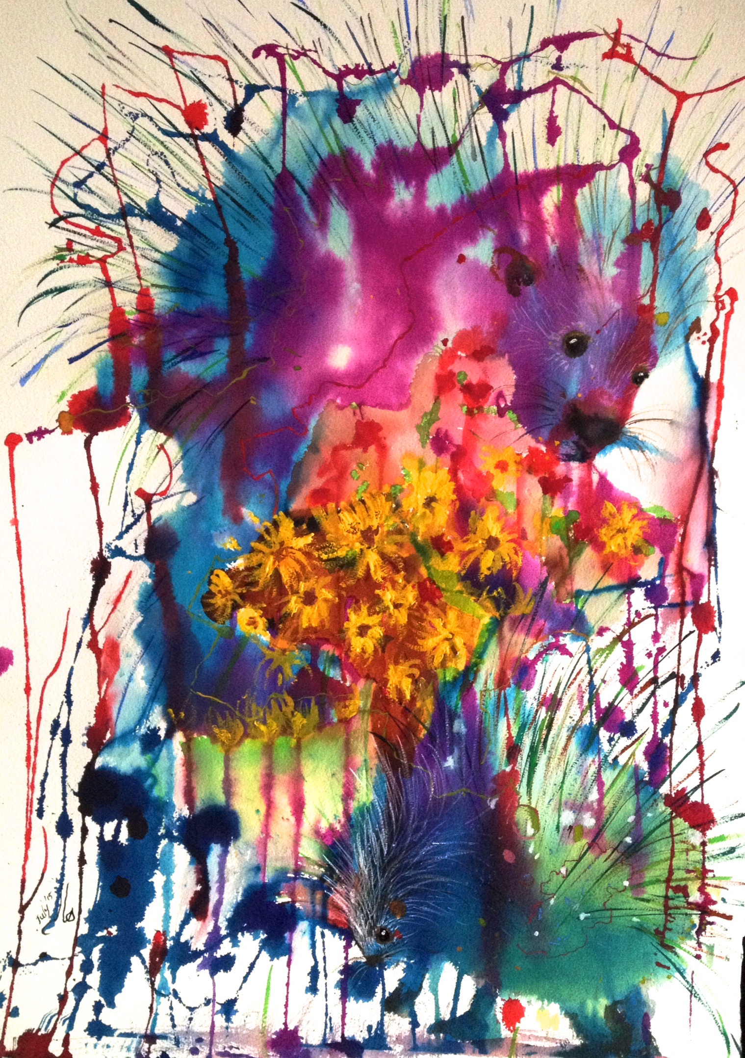 Porcupines and dendelions, 2015 - SOLD