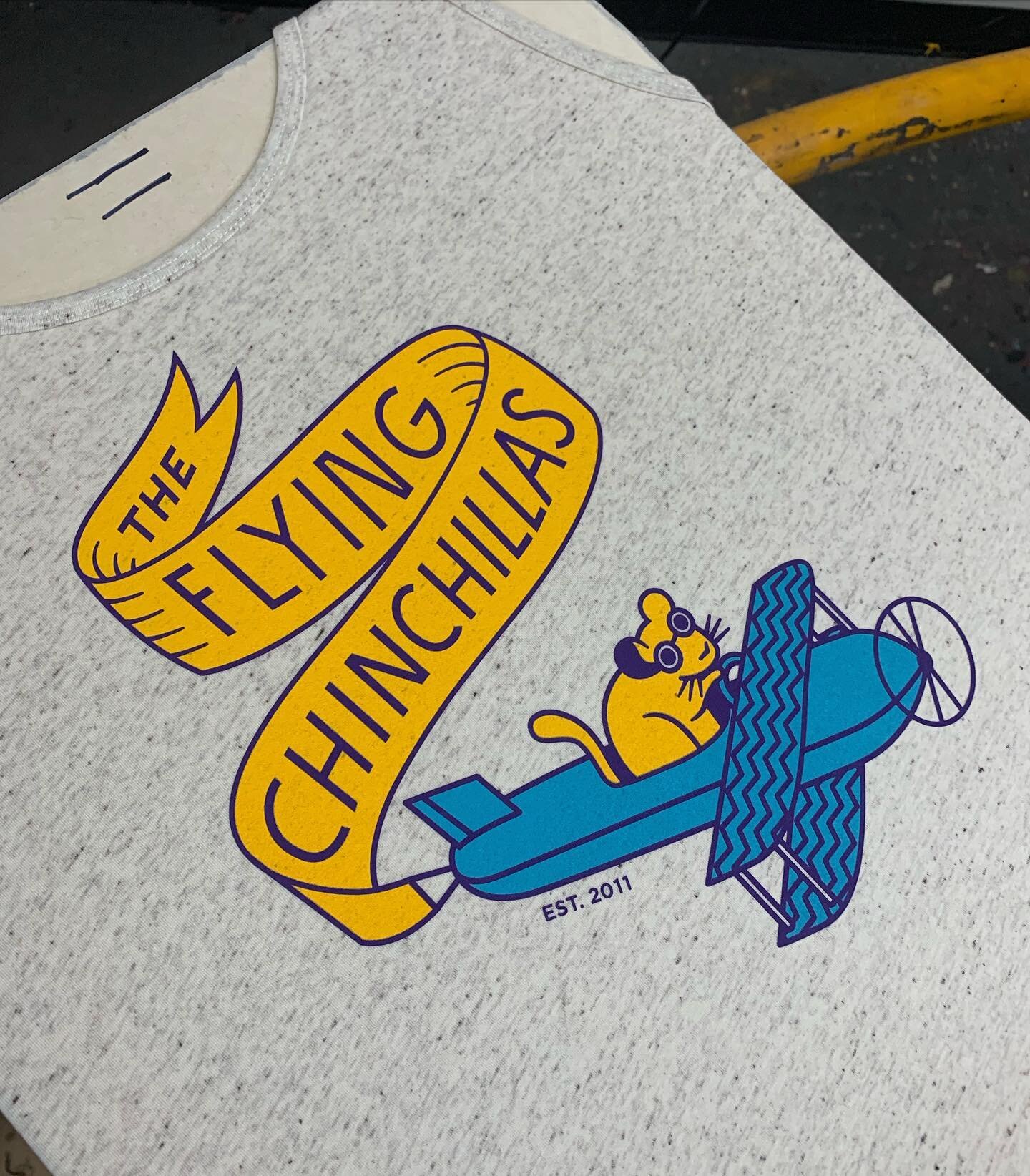Even though it&rsquo;s currently -7 degrees.. it&rsquo;s always oatmeal tank season for The Flying Chinchillas.
.
.
.
#screenprinting #print #tank #flying #chinchilla #flyingchinchilla #jensoncreative