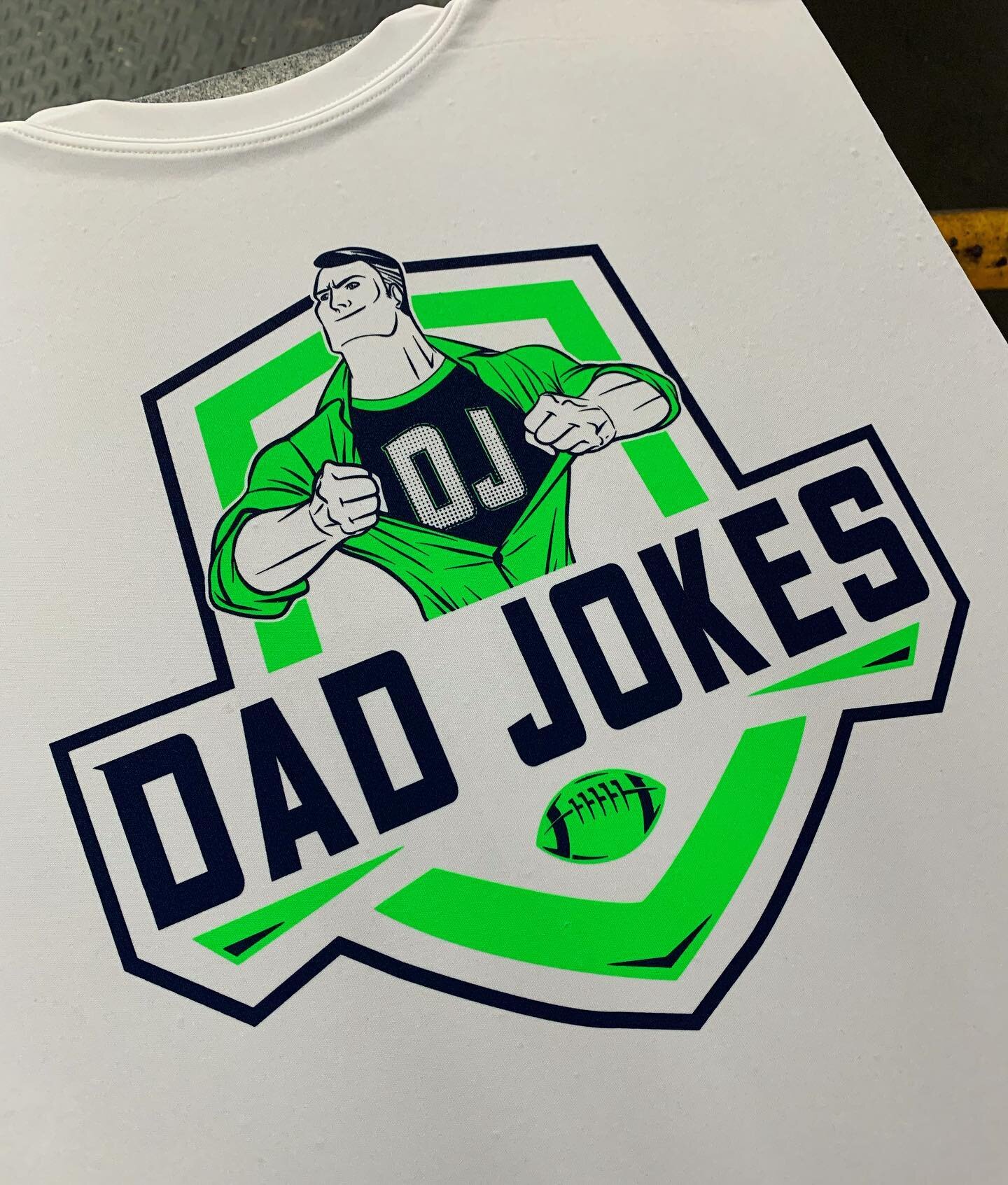 It&rsquo;s flag football season!! Jerseys for some Fargo Dad&rsquo;s.
.
.
.
#fargo #dadjokes #dad #flagfootball #football #club #jensoncreative #screenprint #print #smallbusiness