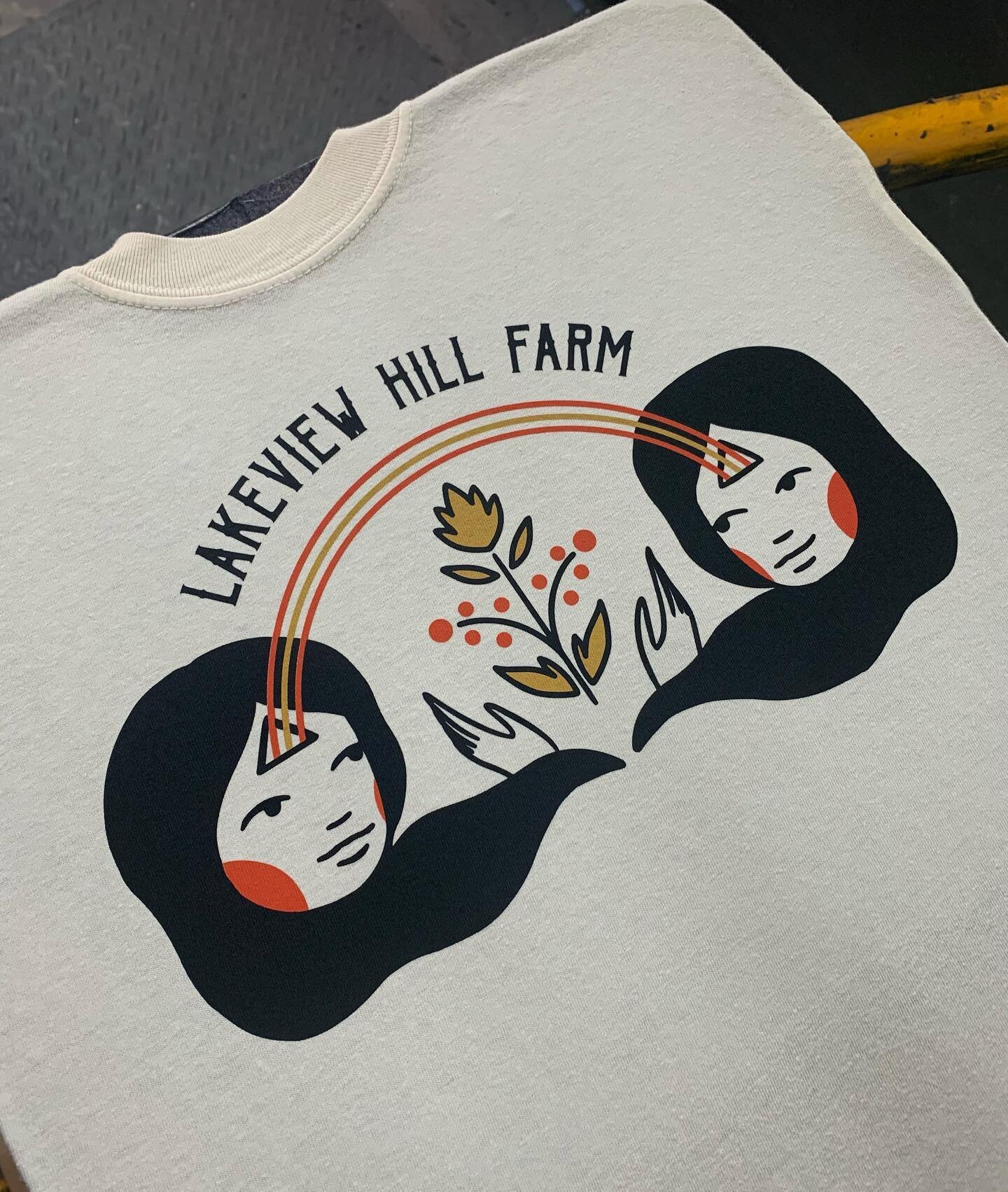 Always awesome printing @emrandalll art!! Banger of a shirt design for @lakeviewhillfarm in MI.
.
.
.
#emrandall #lakeviewhillfarm #michigan #screenprinting #tshirt #print #farm #jensoncreative #anatol