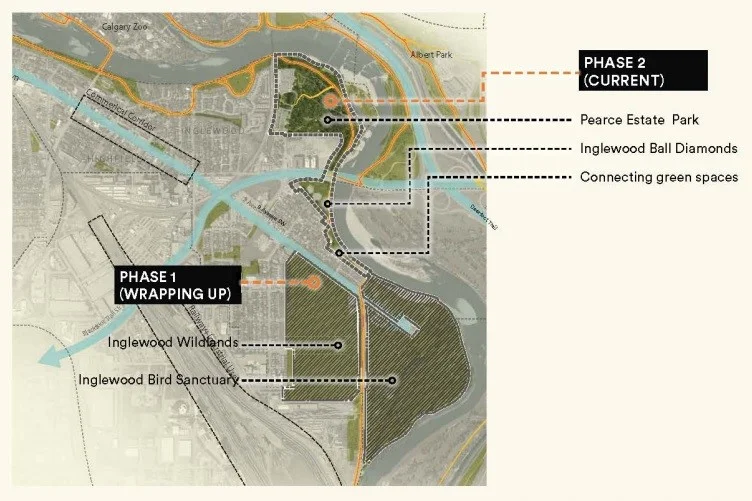 Bend in the Bow project scope Phases 1 and 2 (Source: City of Calgary)