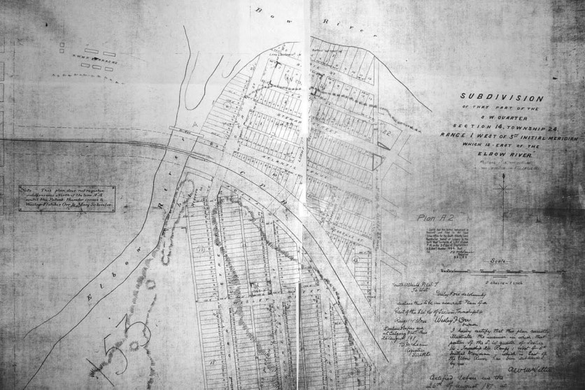 Official subdivision plan for Inglewood west of 11th Street SE and the north end of Ramsay c.1890. - Historic Image from the Glenbow Archives.