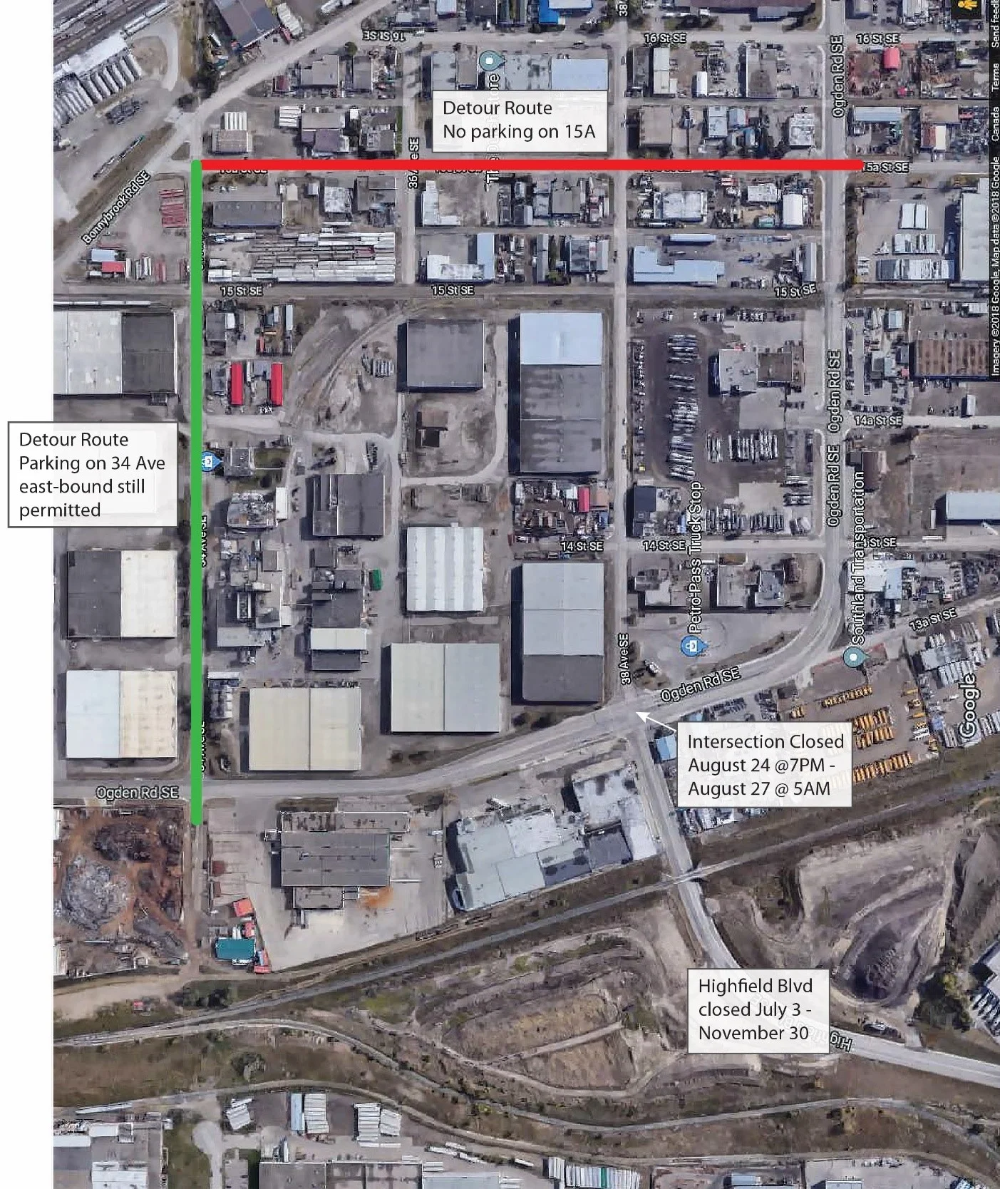 The intersection of Ogden Road and Highfield Boulevard will be closed during the weekend of August 24
