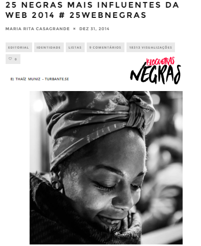 BLOGUEIRAS NEGRAS BLOG - 25 MOST INFLUENTIAL WOMEN ON WEB IN 2014