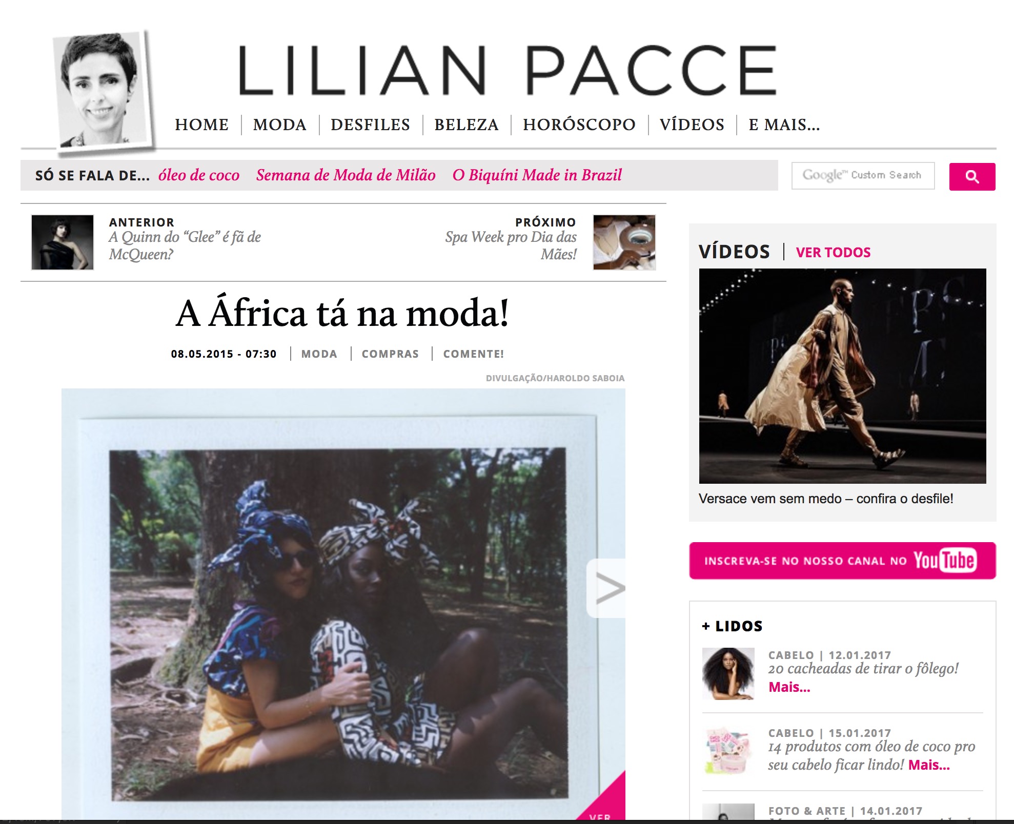 LILIAN PACCE A ÁFRICA TÁ NA MODA