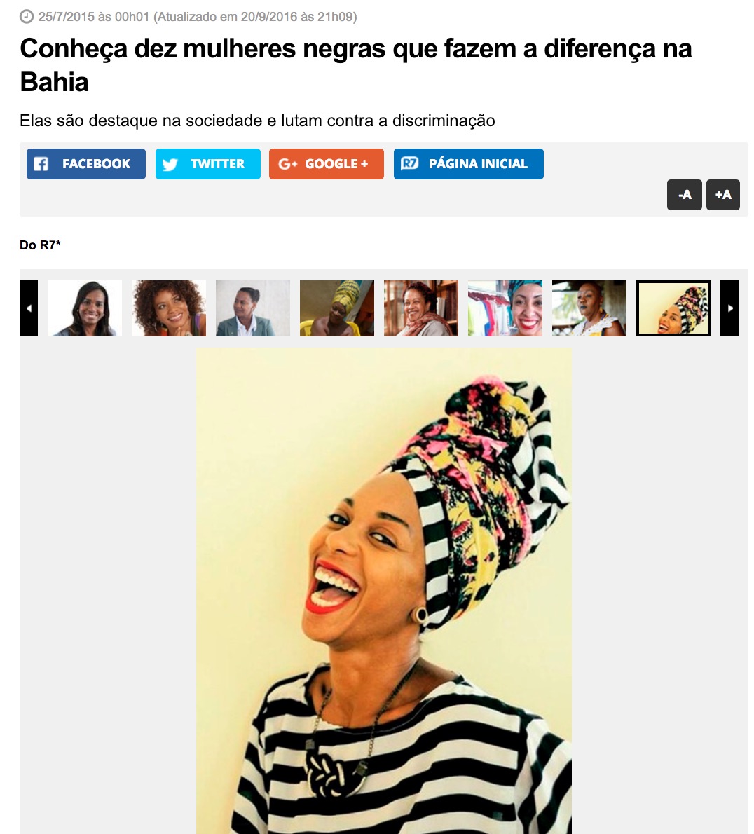 PORTAL R7 - 10 BLACK WOMEN THAT MAKES DIFFERENCE IN BAHIA