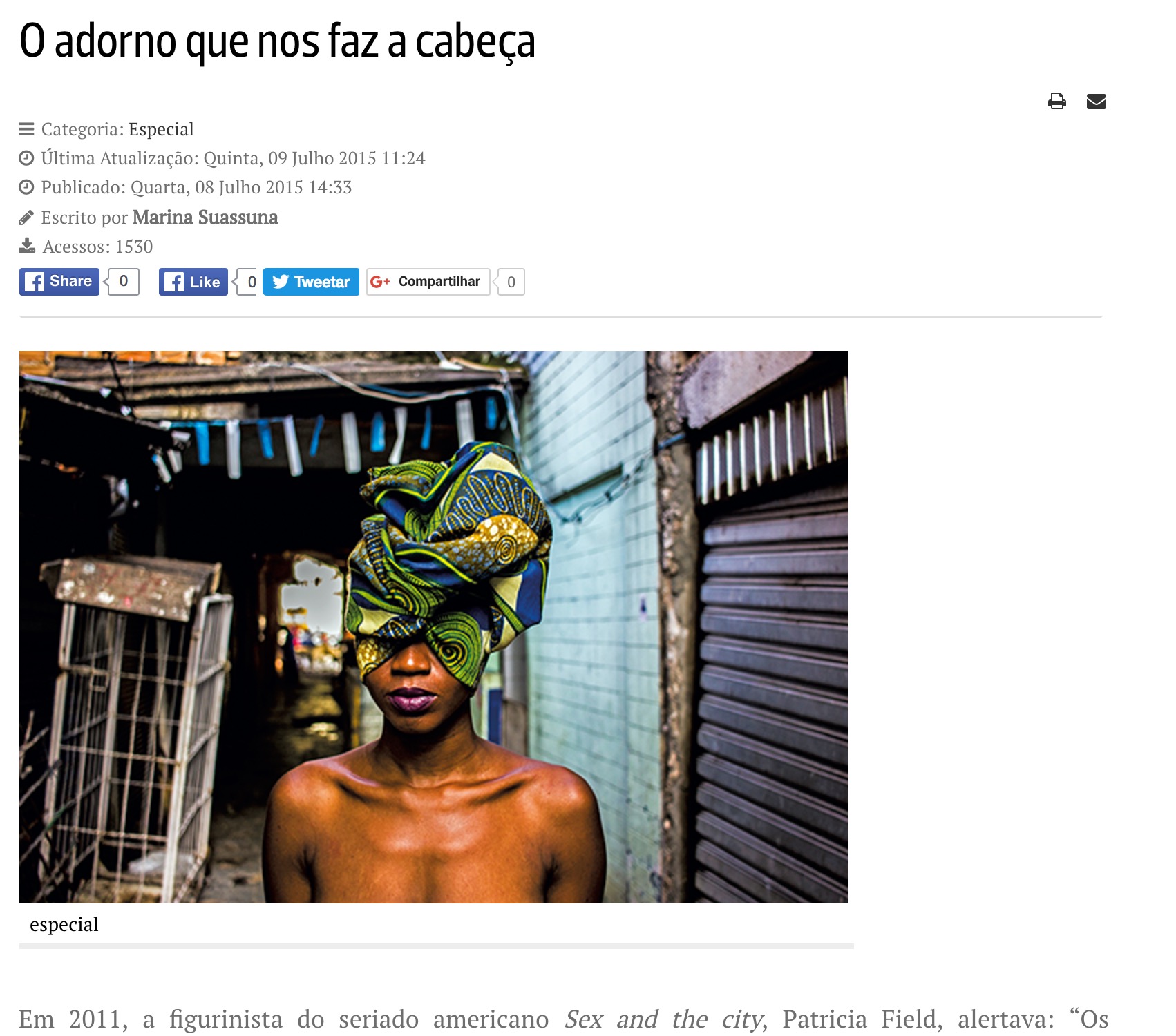 REVISTA CONTINENTE - ADORNMENT THAT MAKES OUR HEAD
