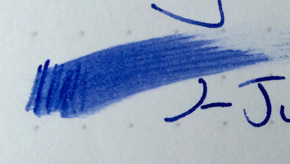 Notice the difference between the Lamy Safari (Top) and Lamy 2000 (Bottom)? Both are using the same Aurora Blue ink, but the Lamy 2000 leaves a much juicier more vivid line.