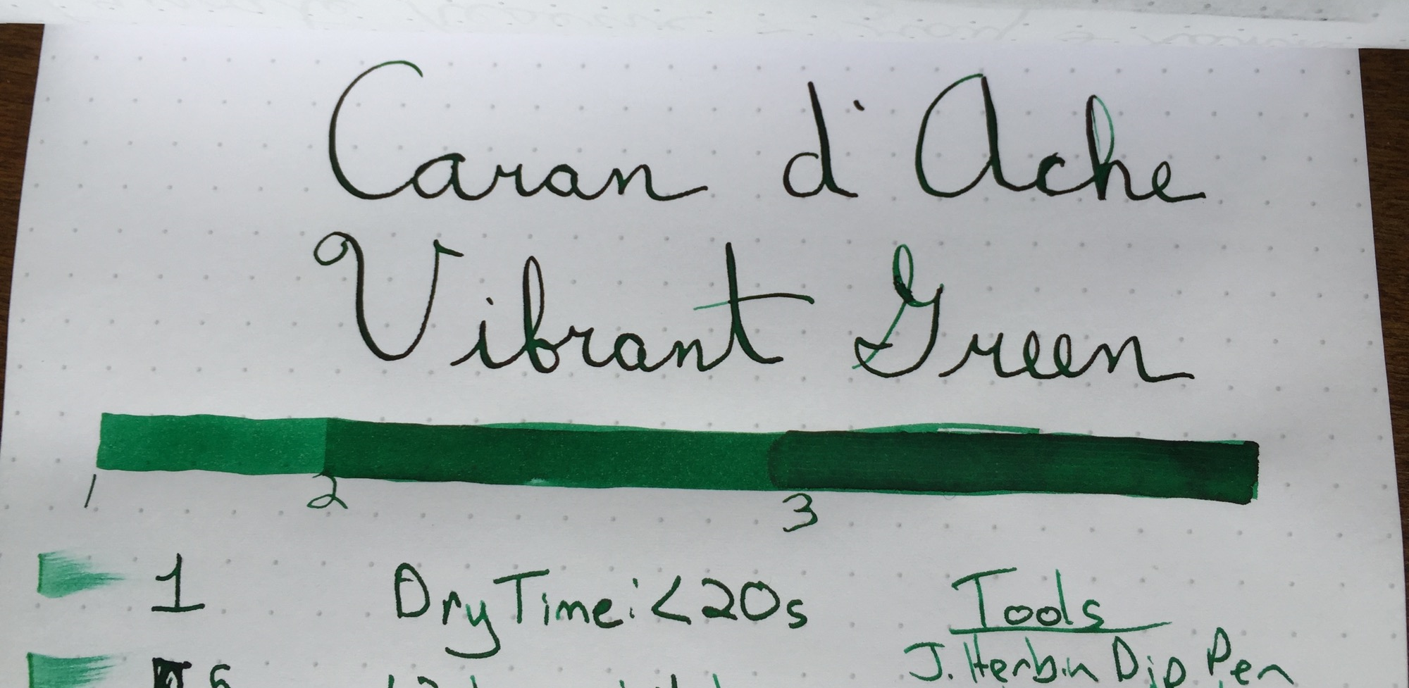 Caran d Ache Vibrant Green Ink Saturation Test.jpg