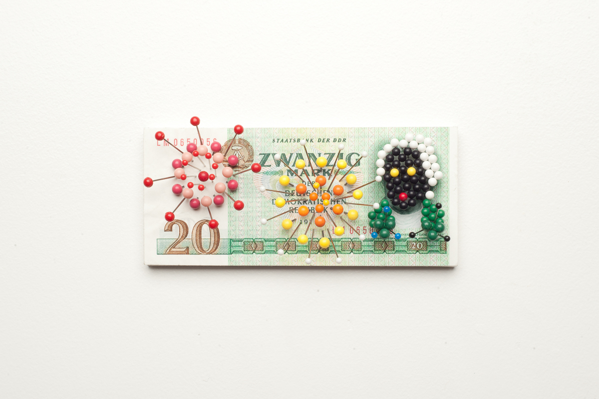 Germany 2013, Map pins on currency, 5 x 2.25 x 1.25