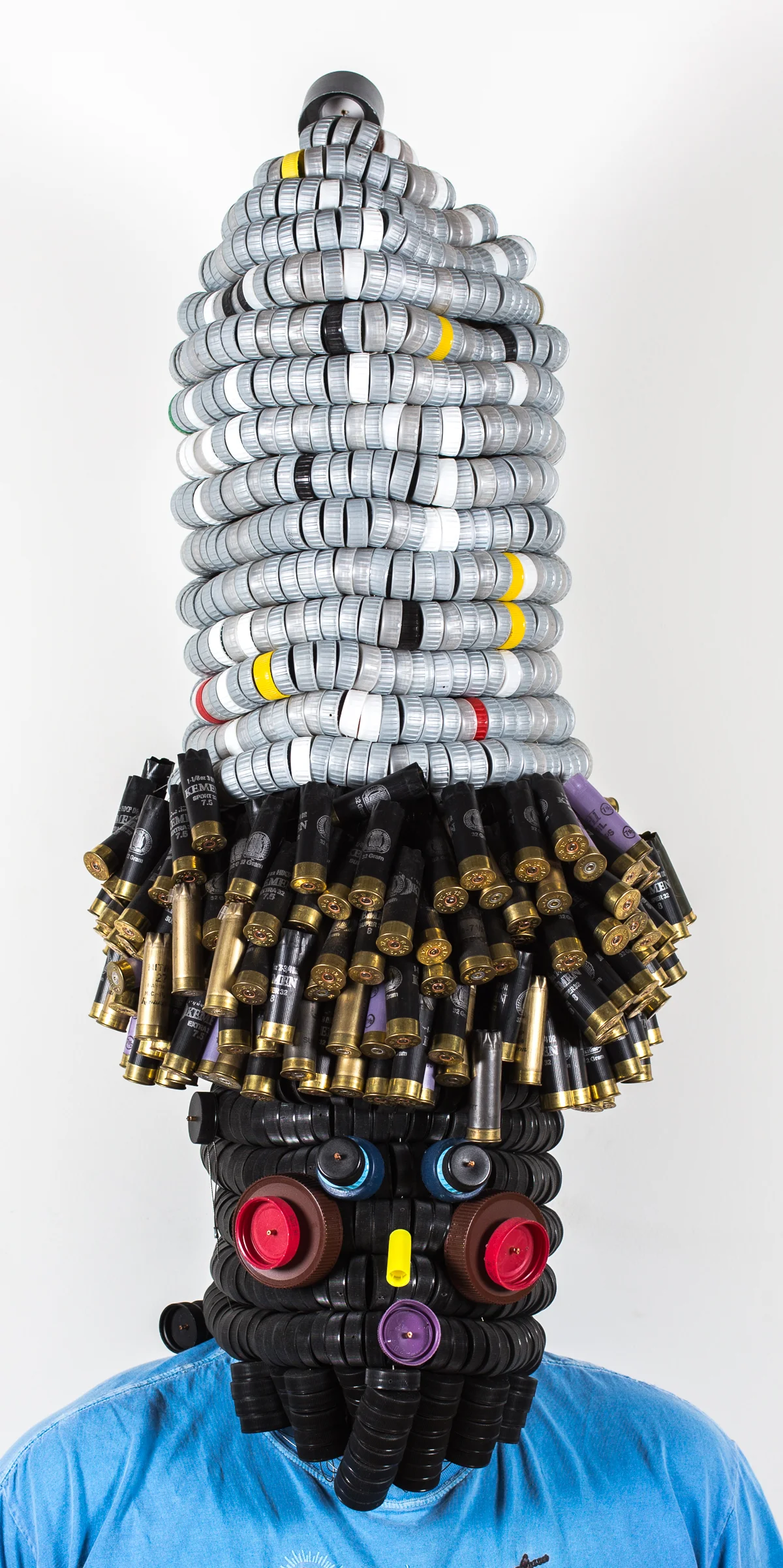 Black Mask, Silver Hat 2015, Plastic and wire, 37 x 16 x 16 inches