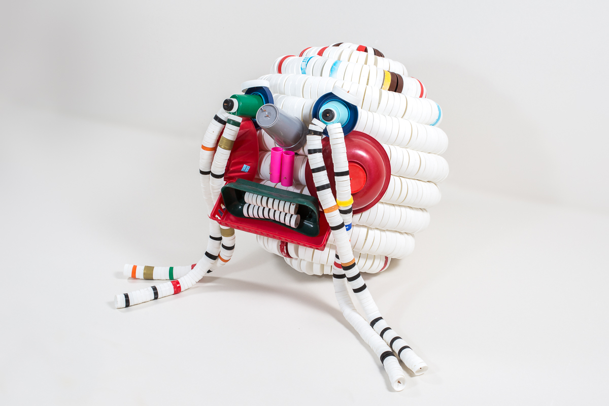 Little Sad Head 2015, Plastic and wire, 20 x 20 x 28 inches