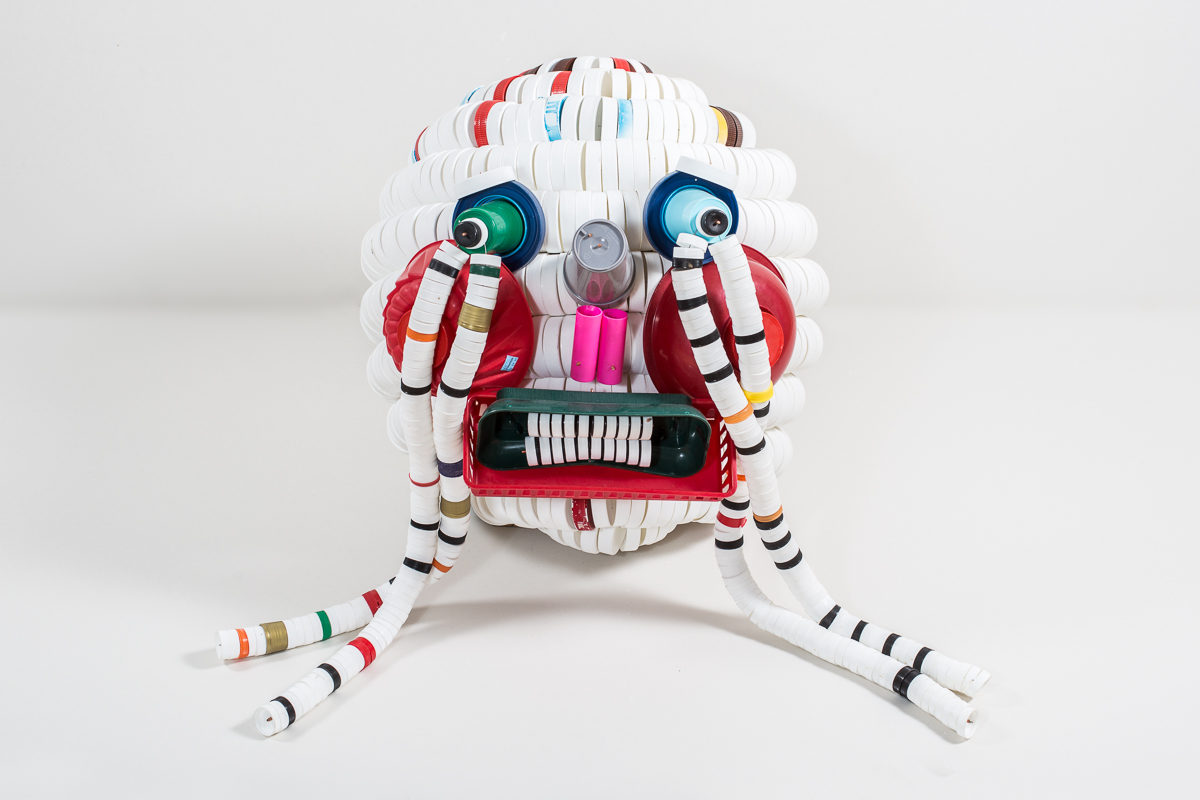 Little Sad Head 2015, Plastic and wire, 20 x 20 x 28 inches