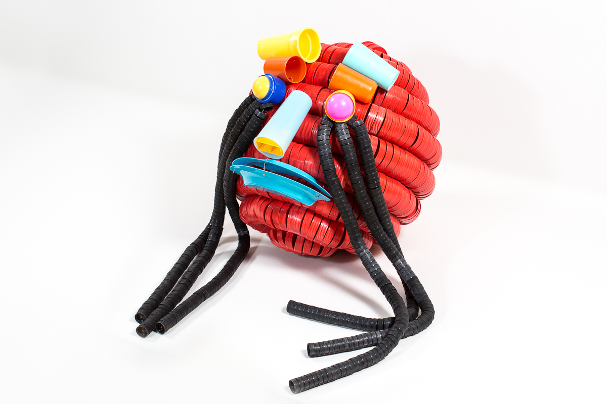 Little Sad Redhead 2015, Plastic and wire, 20 x 20 x 28 inches