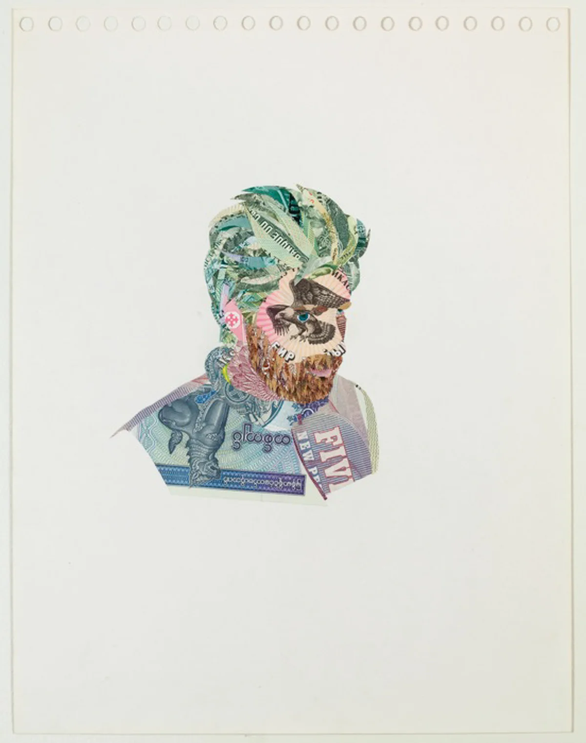 Self Portrait 2009, Currency on paper, 11 x 14 inches
