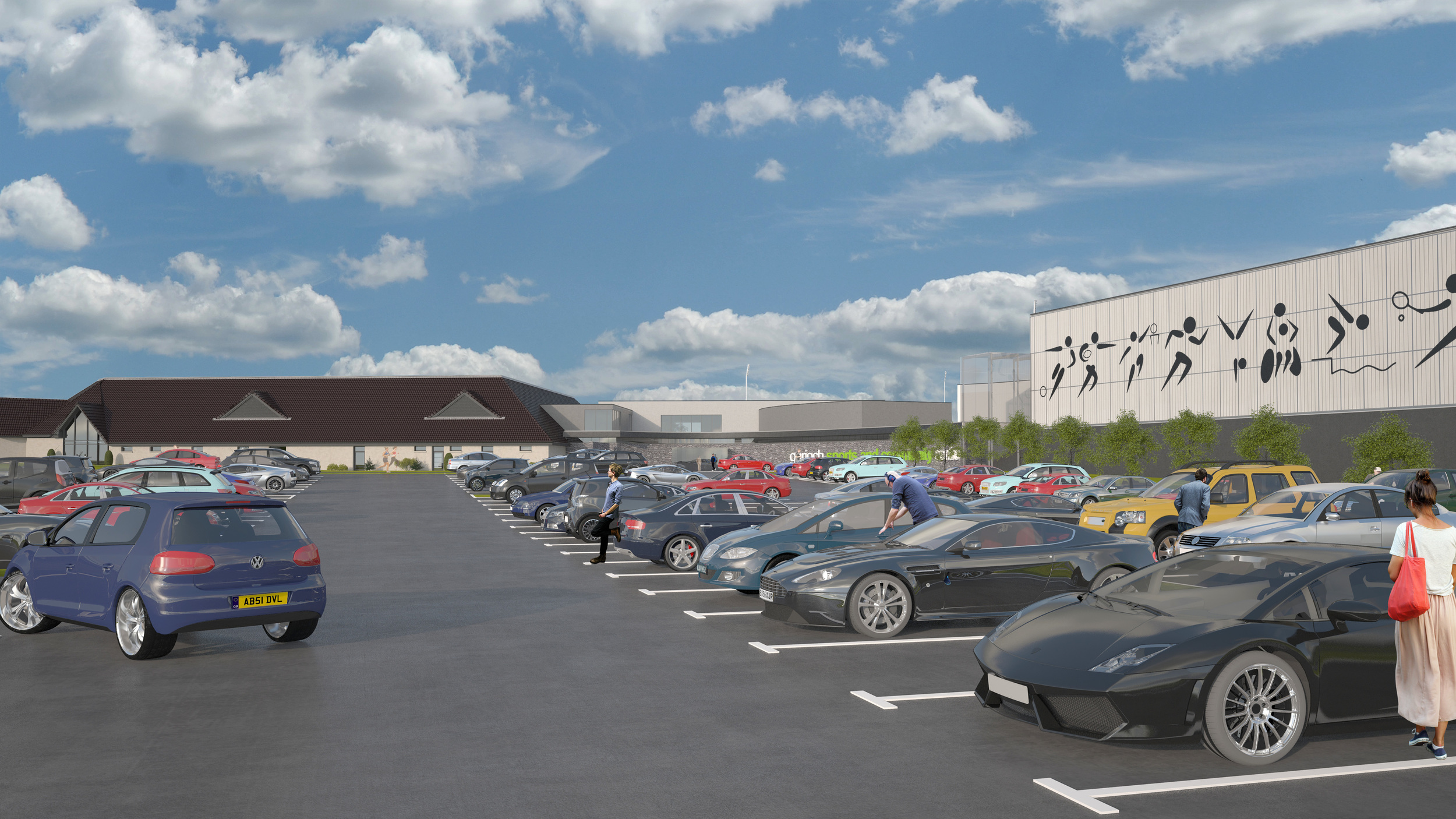 View across car park. Photo: Lippe Architects + Planners Ltd