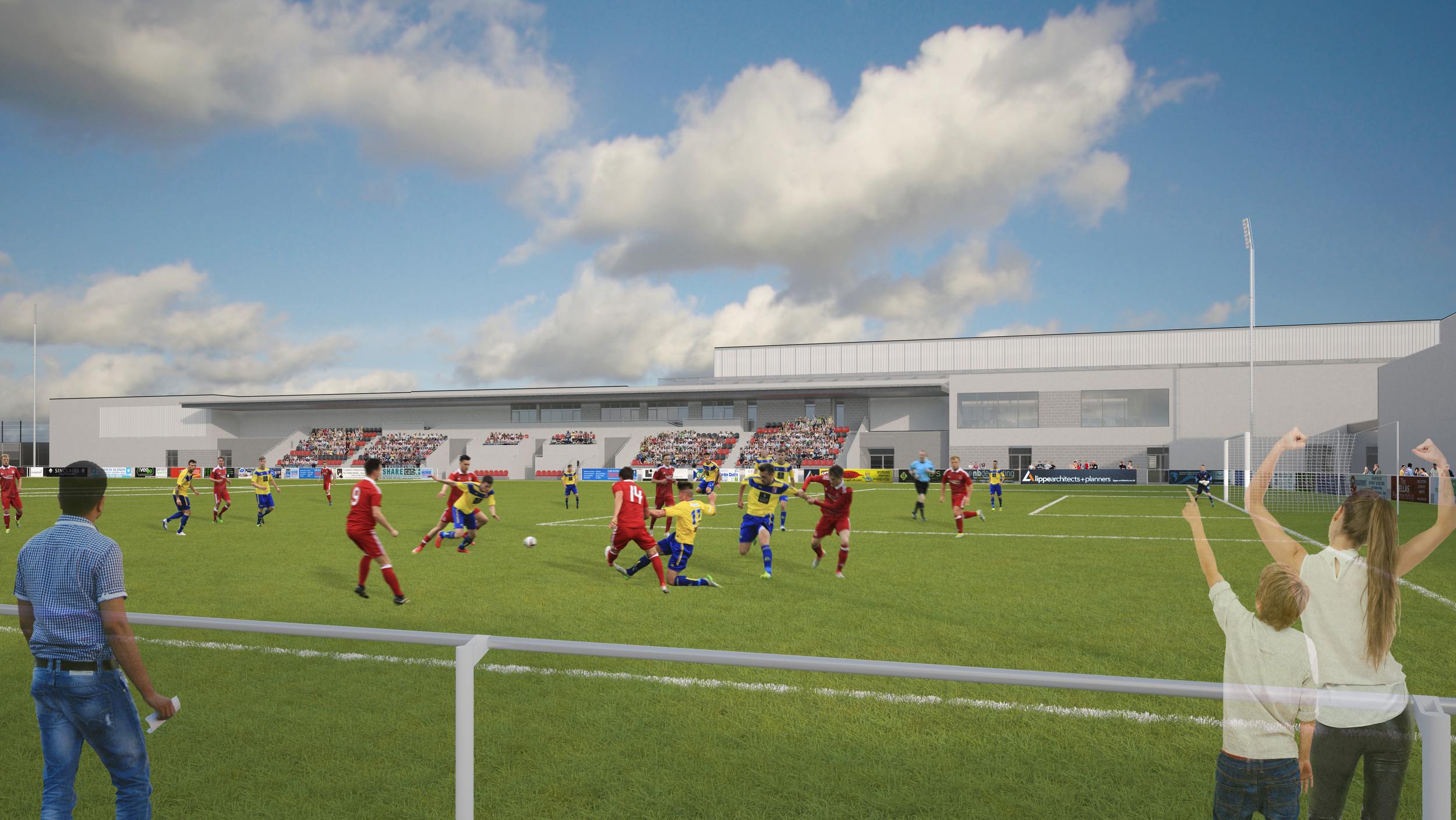 View across Stadium Pitch. Photo: Lippe Architects + Planners Ltd
