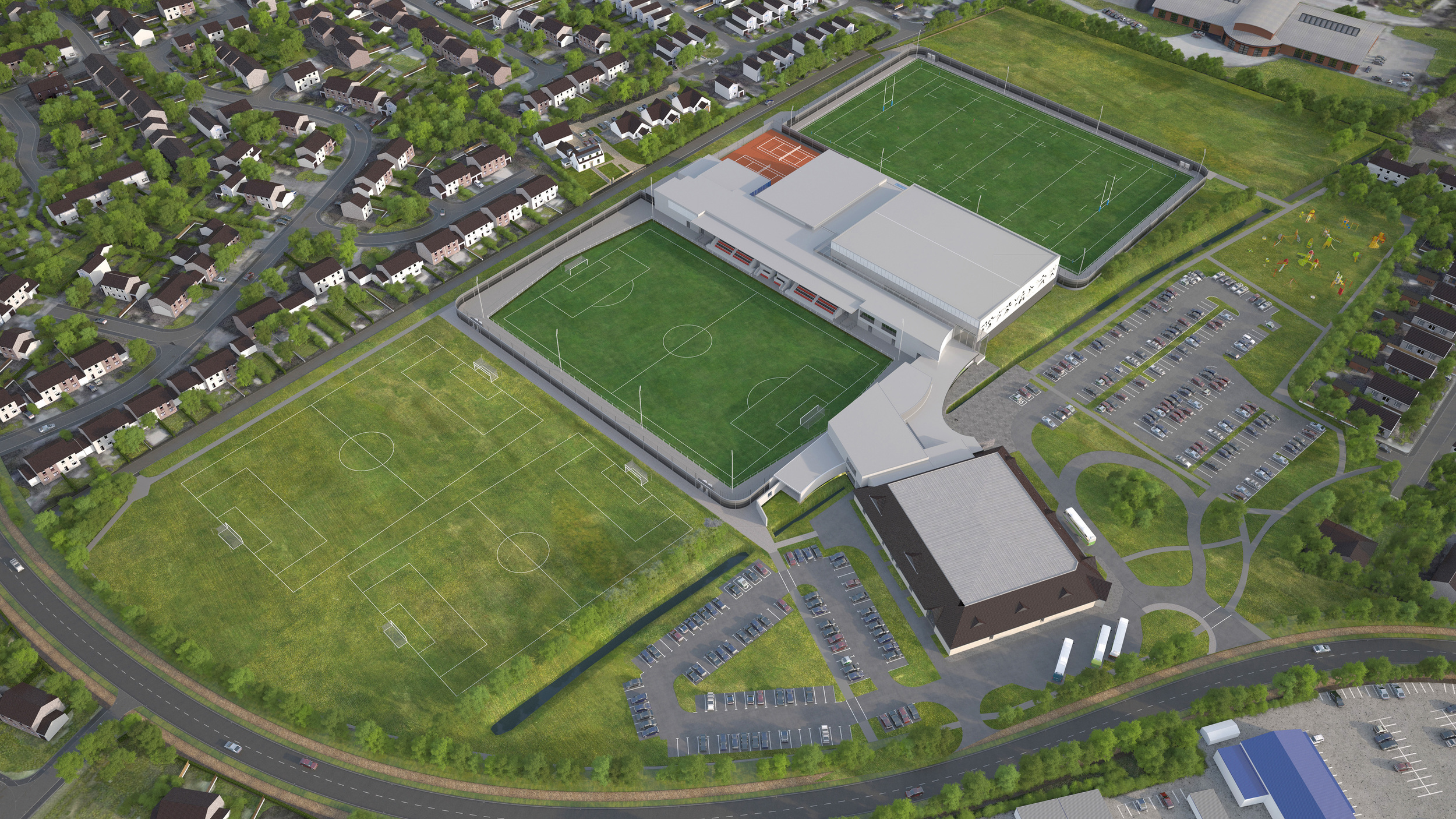 Aerial view. Photo: Lippe Architects + Planners Ltd