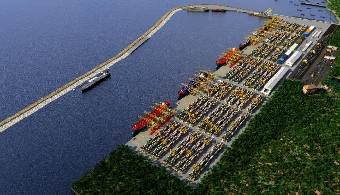 CGI of planned Adani port south of Vizhinjam Harbour area