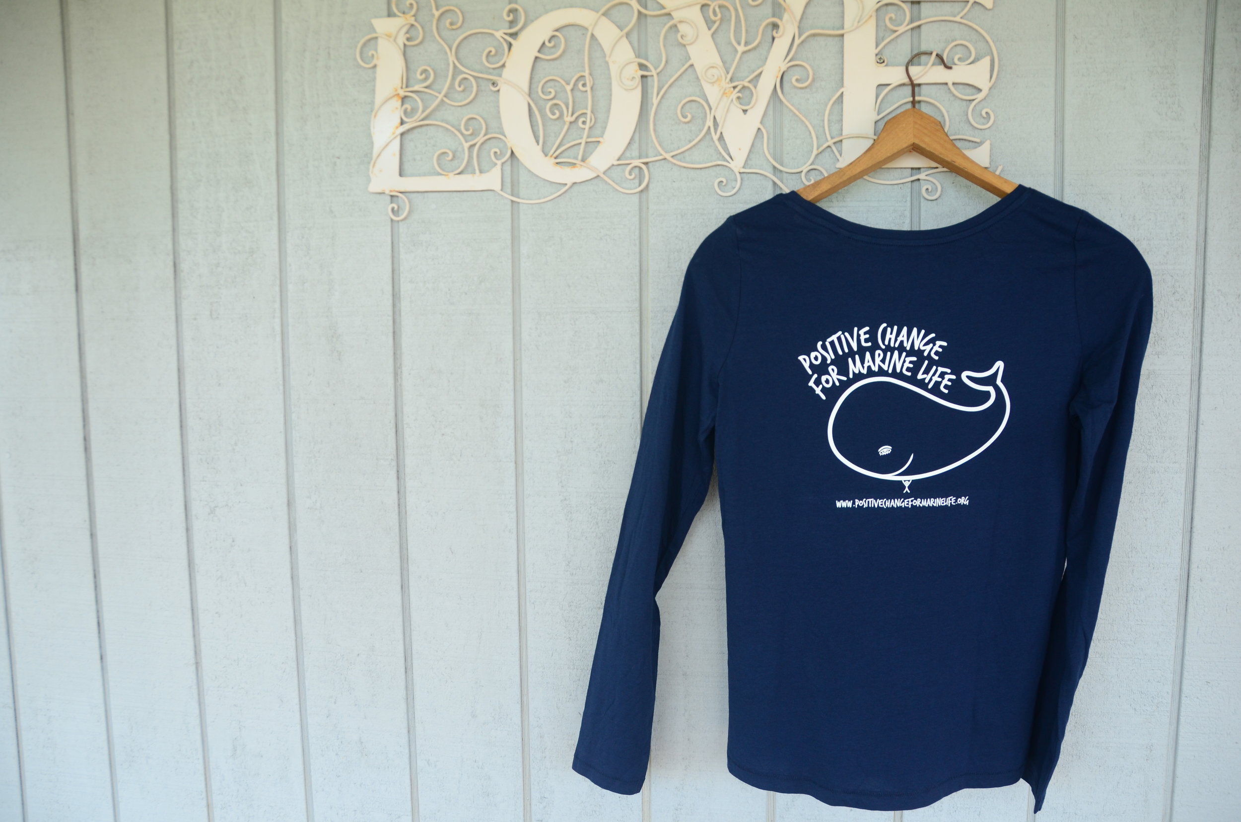 100% Organic Navy Blue Long-Sleeve Tees (Women's)