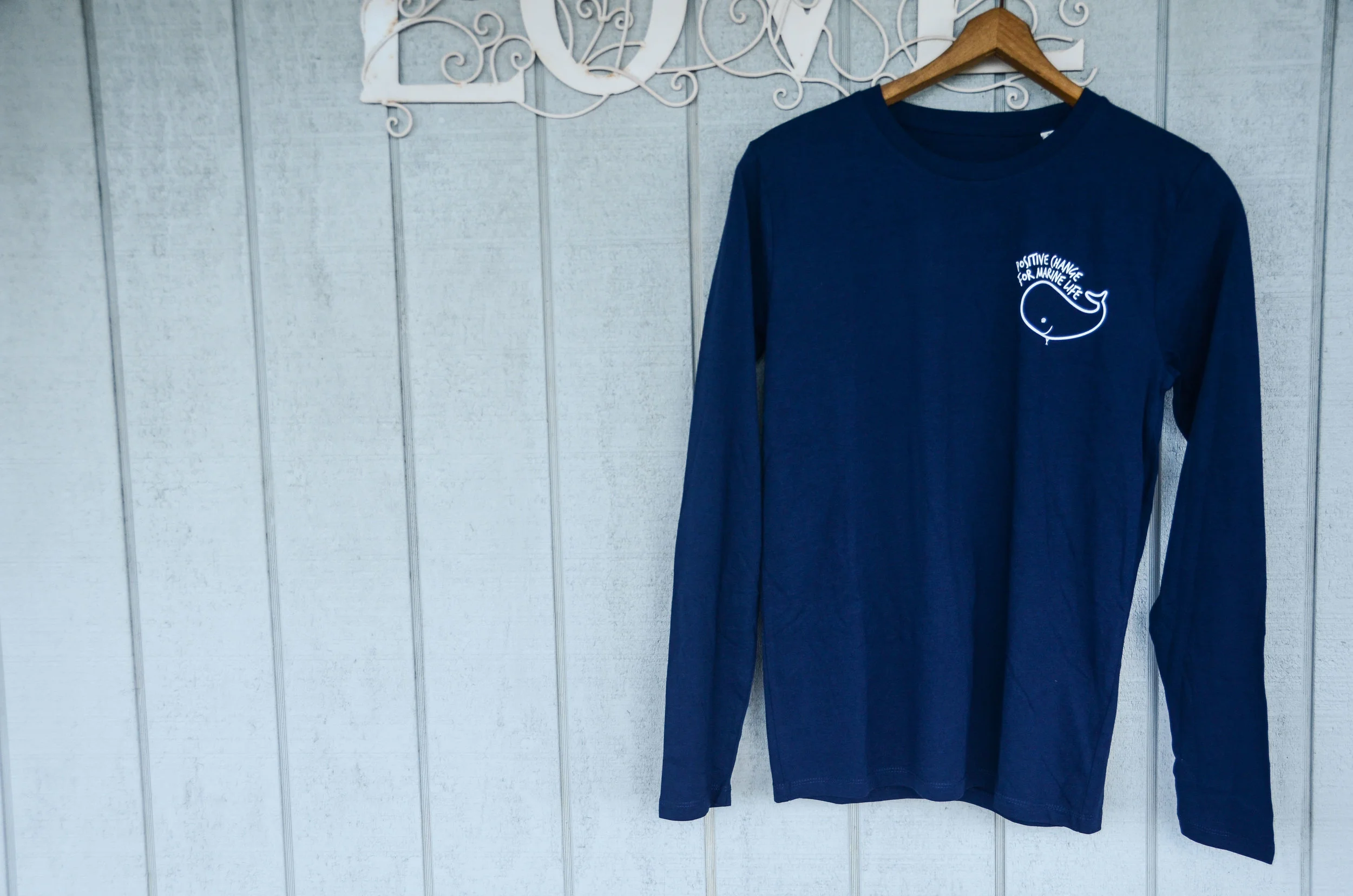 100% Organic Navy Blue Long-Sleeve Tees (men's)