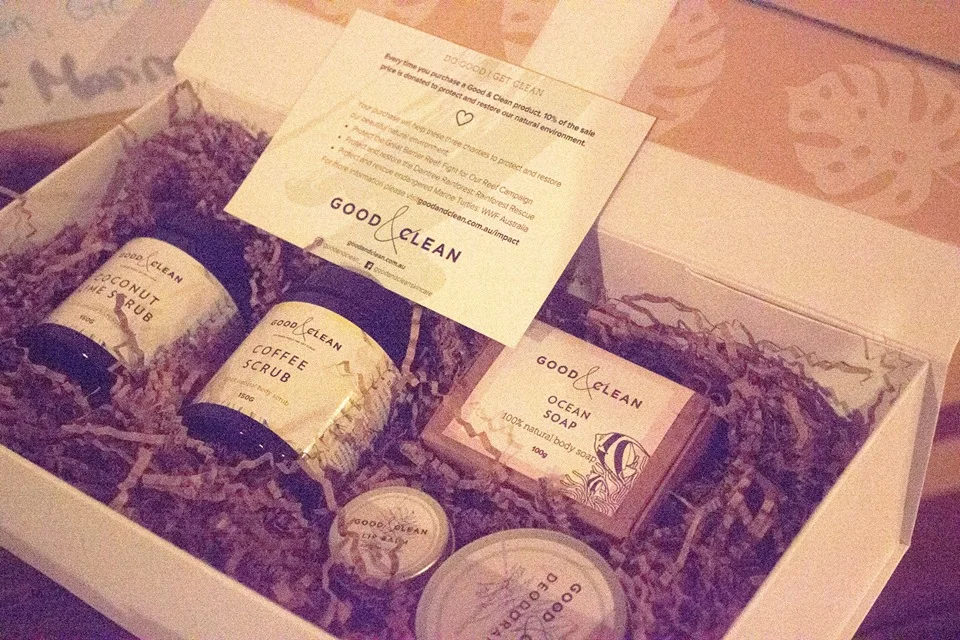 An organic and plastic free pamper pack donated by Good &amp; Clean.&nbsp;