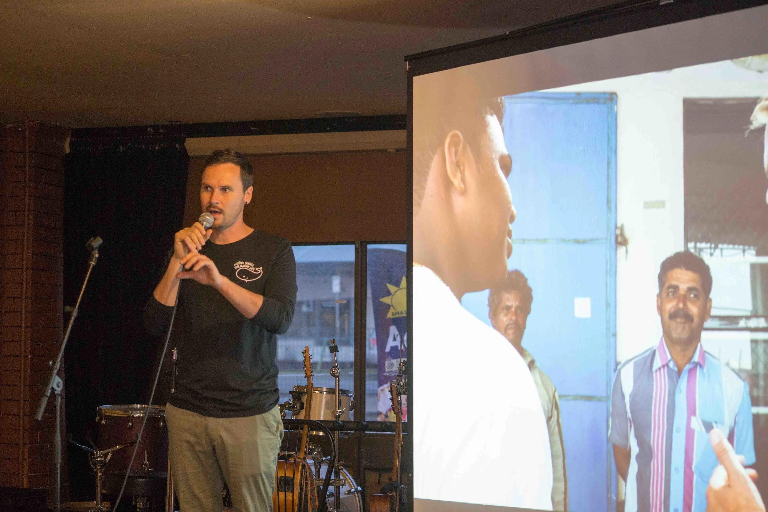Positive Change for Marine Life CEO Karl Goodsell giving a presentation about our work locally and internationally.&nbsp;