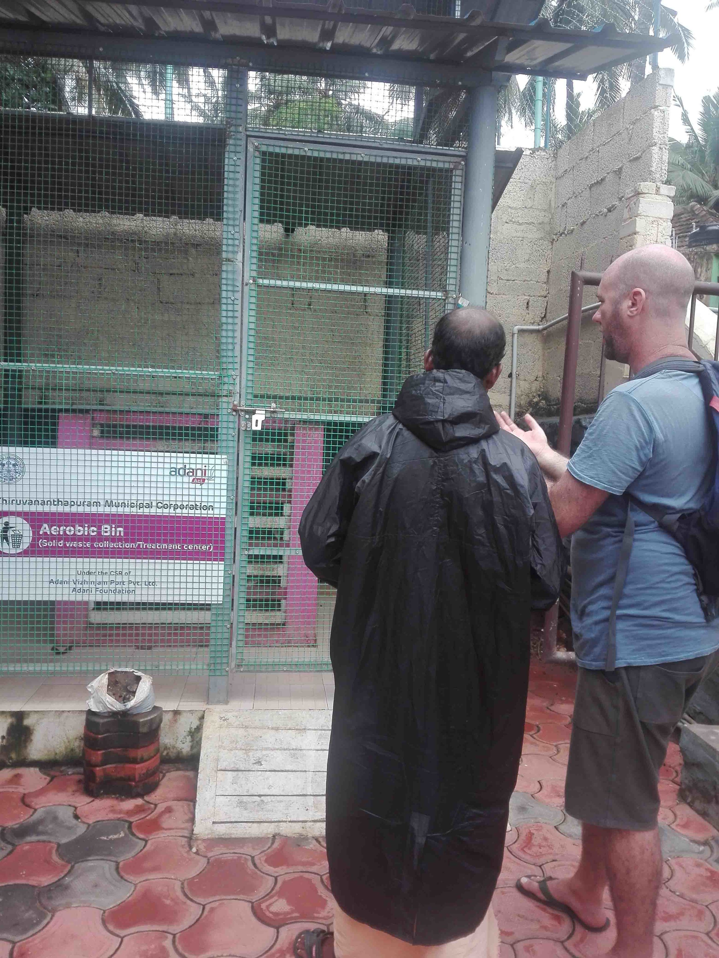 Examining the local composting aerobic bins in Vizhinjam. We hope to utilise these as part of our program.