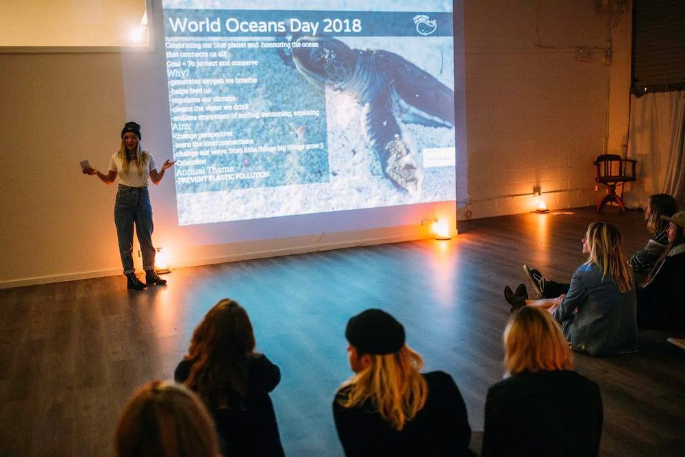 Our Byron Bay Coordinator, Zoe White, presenting on our work for World Ocean's Day.