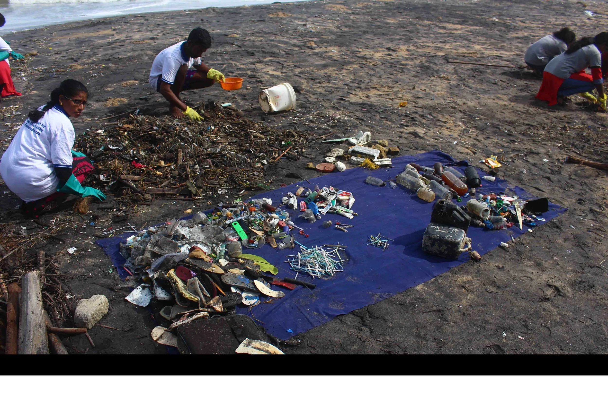 Our India team undertaking a brand audit on one of the local beaches in Vizhinjam.