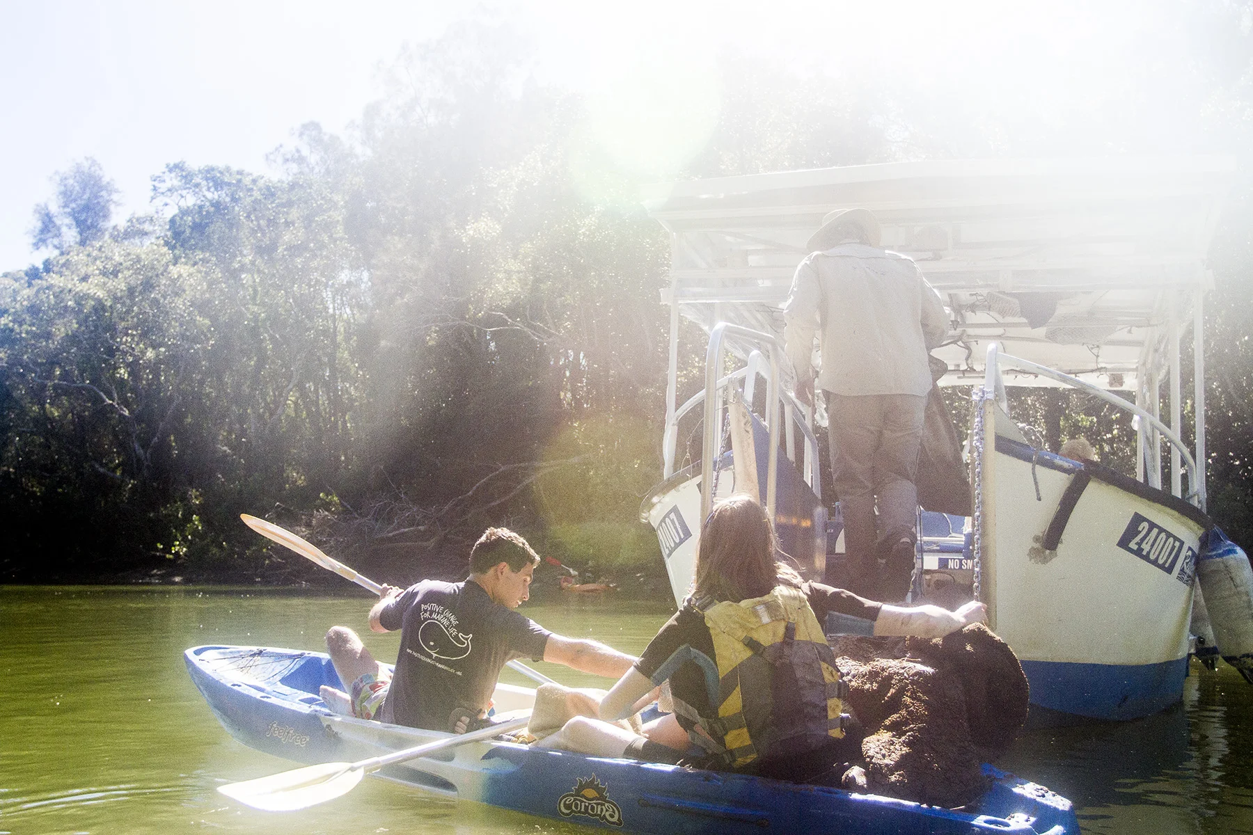 Our River Warriors on the Brunswick River collecting kayak and boat-loads of debris, alongside our local partners Go Sea Kayaks, Byron Bay Eco Kayaks and Cruises, The Byron Bay Cookie Shack and Mullum Cares.