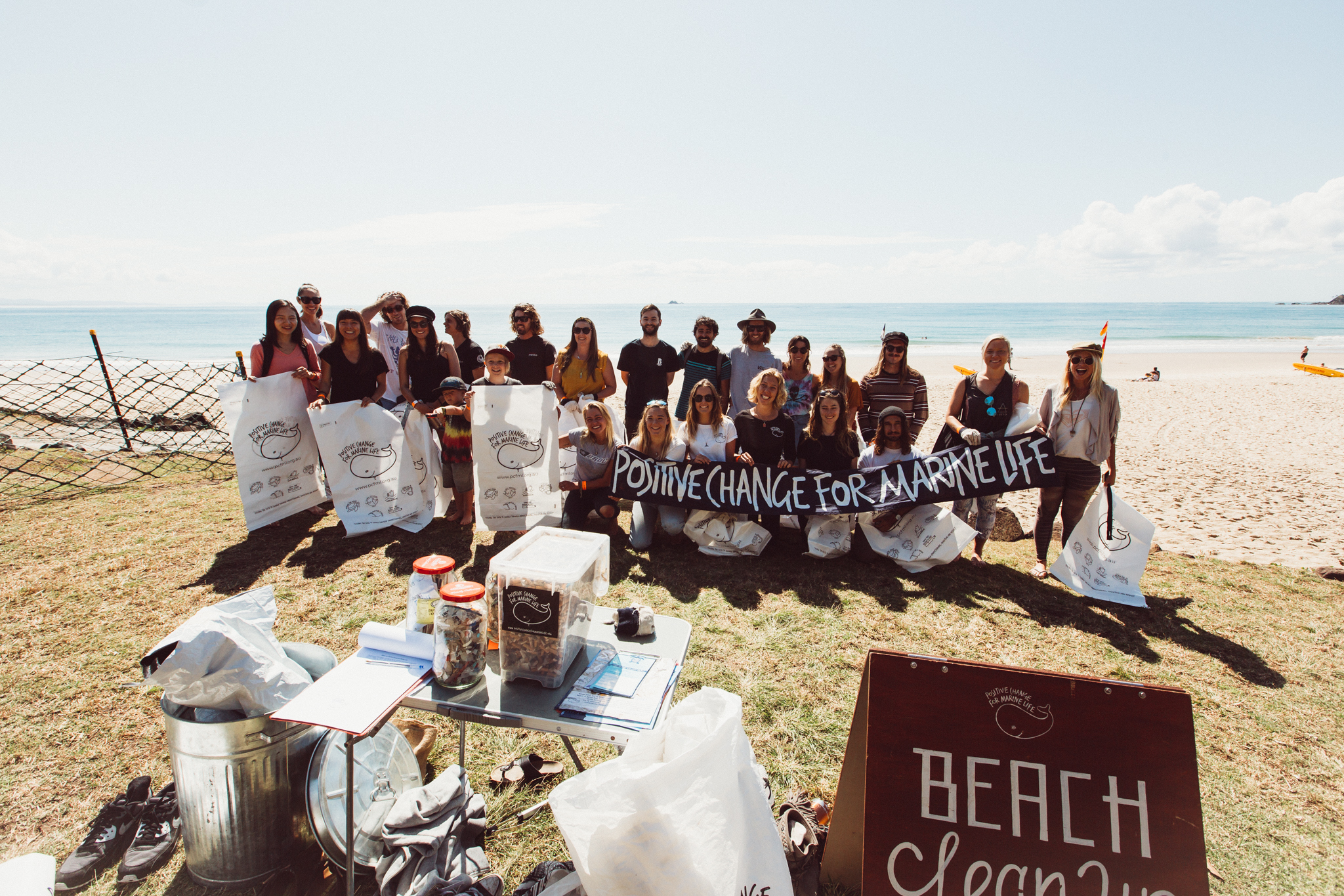 Our volunteer team in Byron Bay at one of our regular beach surveys.