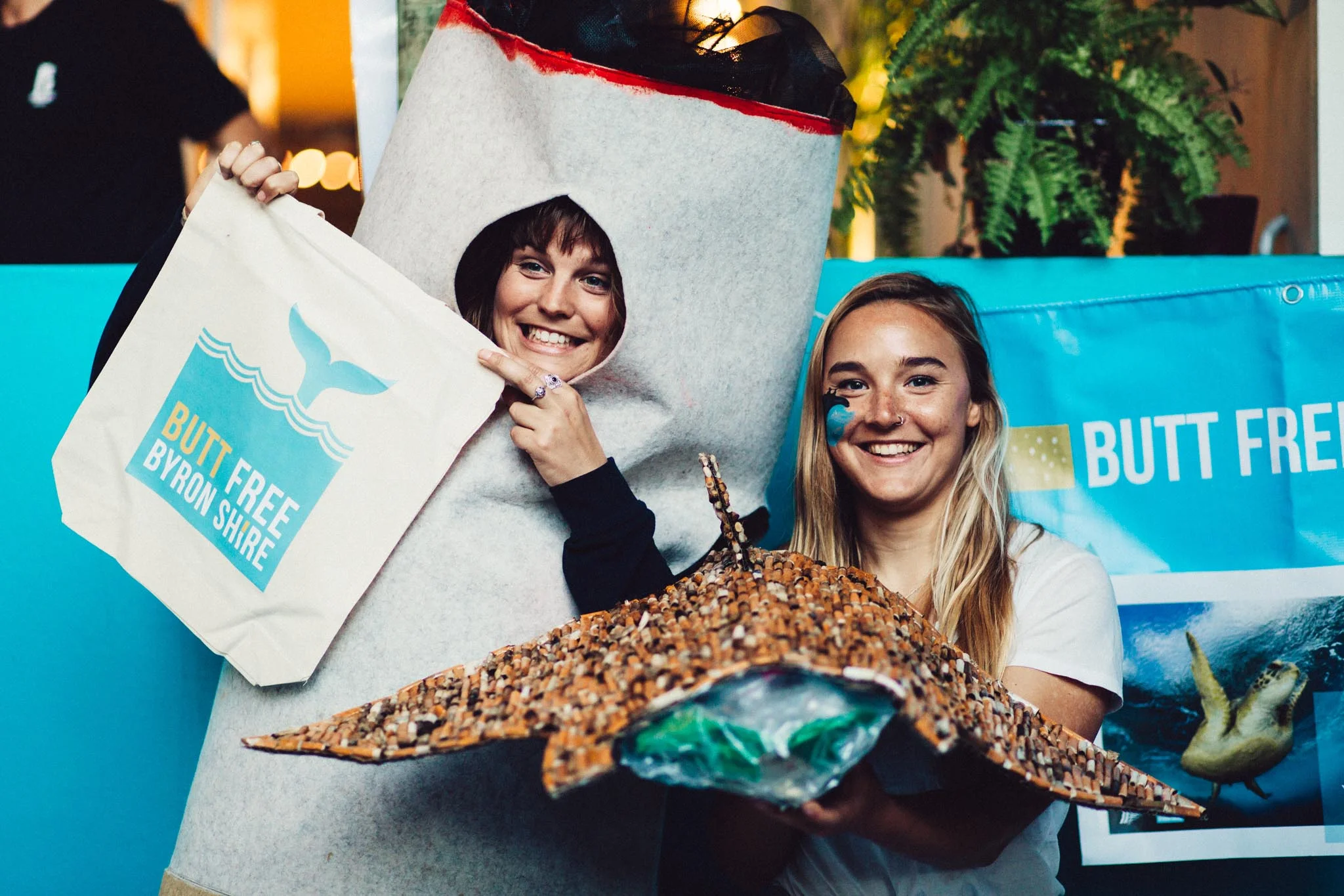 Our Byron Bay Coordinator Zoe White (left) with Kate Akkerman of Byron Shire Council (right) leading our joint Smoke Free Beaches / Butt Free Byron Shire campaign in Byron Bay.