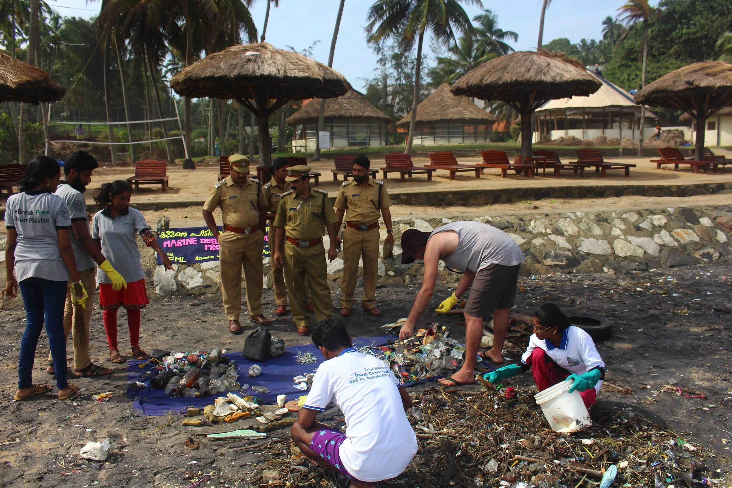 The team cleaning up the local beaches. We sort and categorise our findings to assist with our long-term research, which will help to address the waste issue at its source.