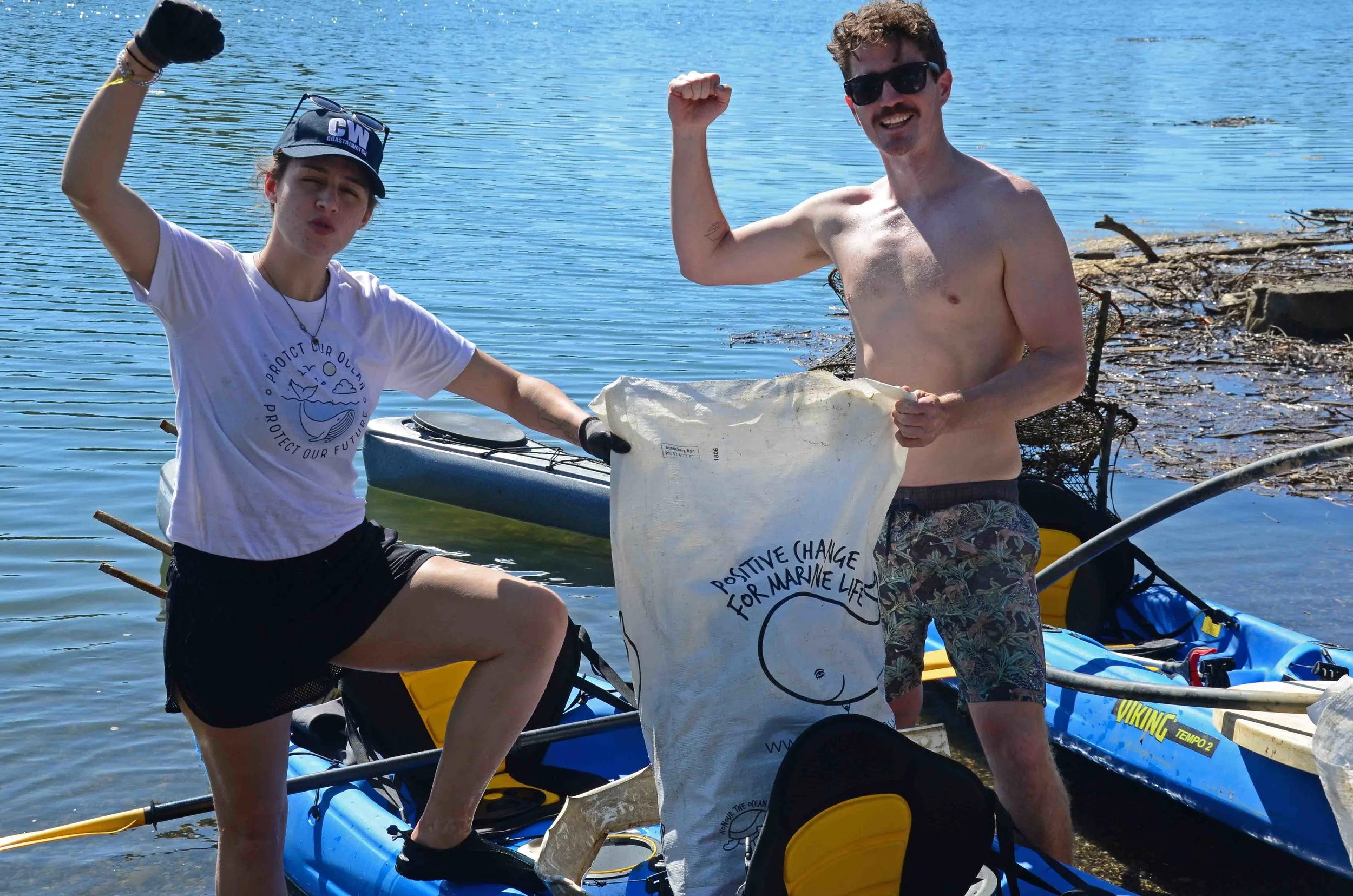 Two of our River Warriors Payton and Lewis, after a big haul on Tallebudgera Creek.