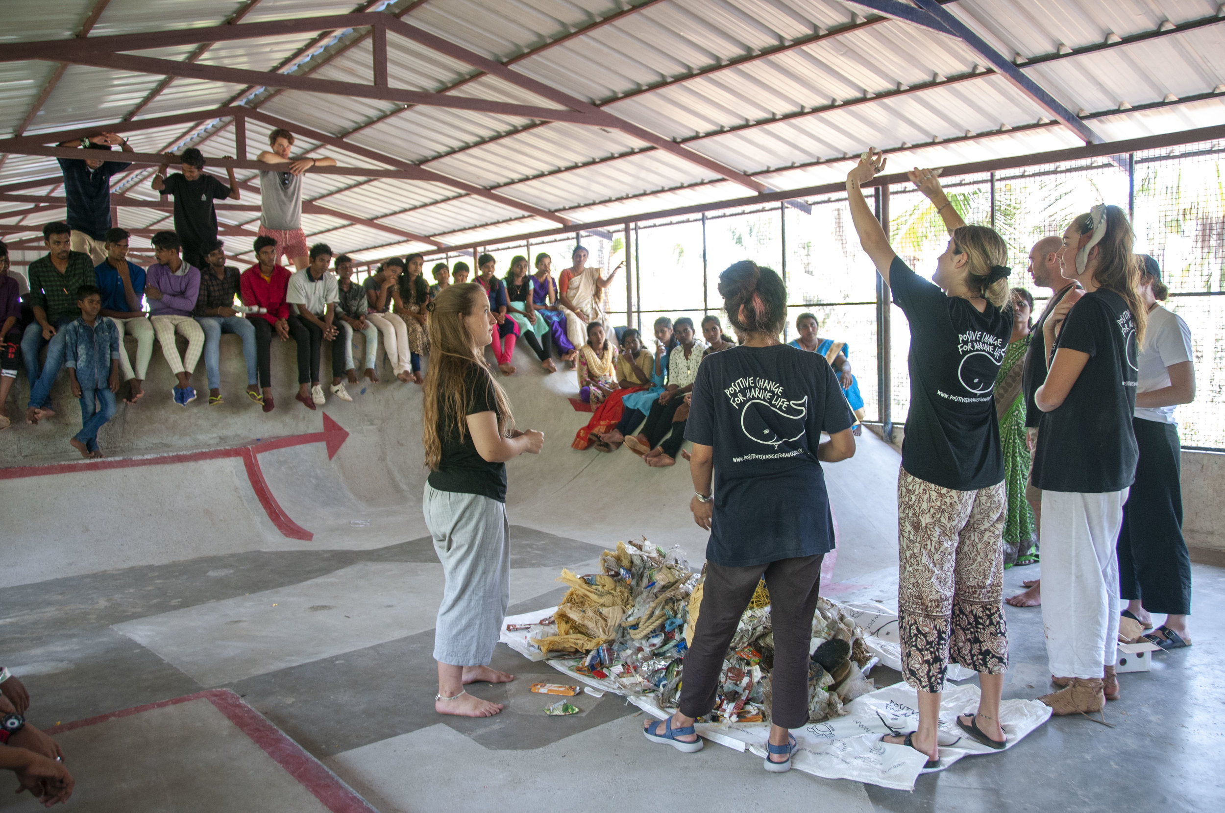 A quick marine debris education program for the kids of SISP before sorting and counting the trash we collected.