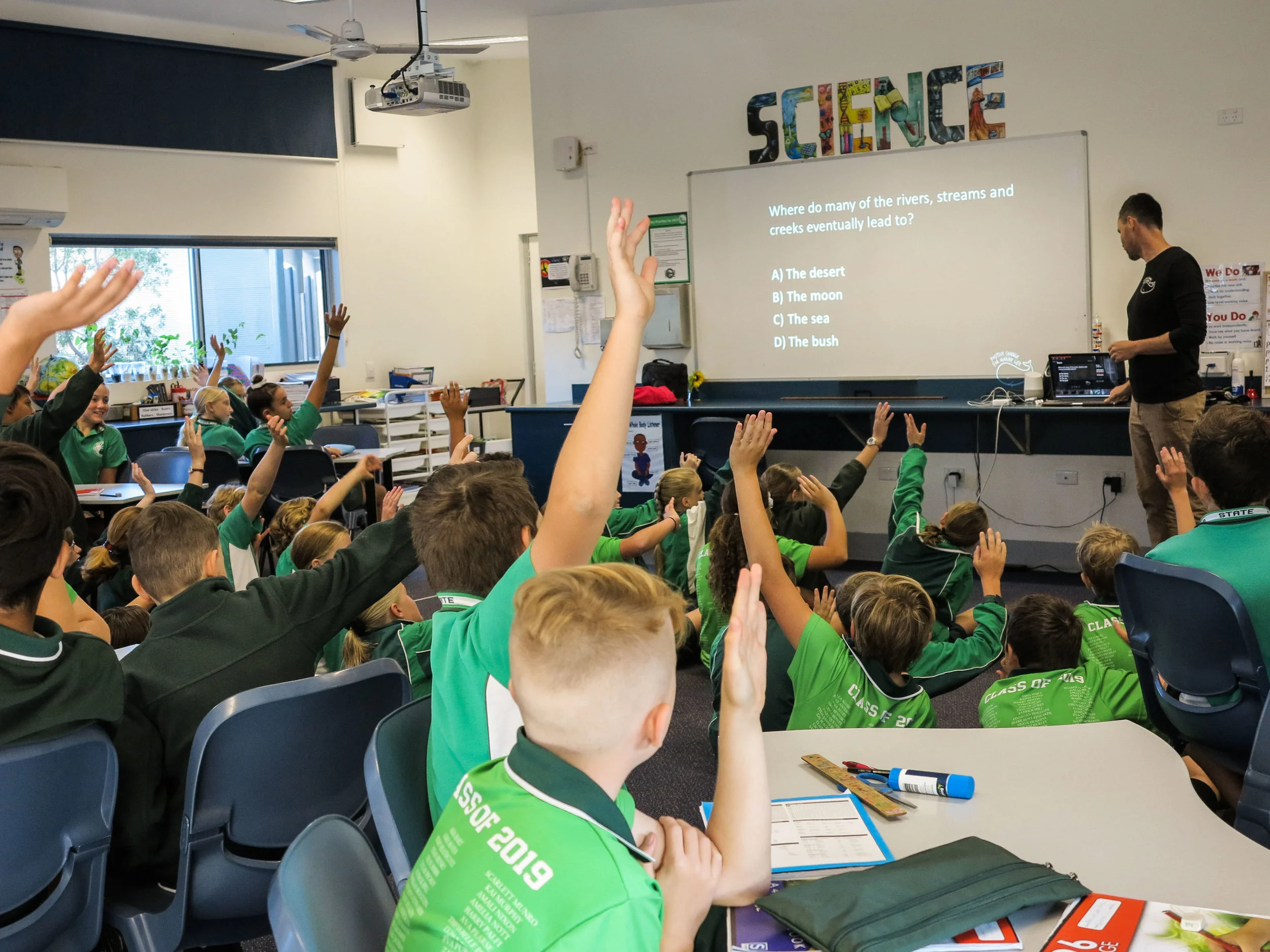 Our team talking about the threats and solutions of marine pollution to students at Palm Beach State School on the Gold Coast.