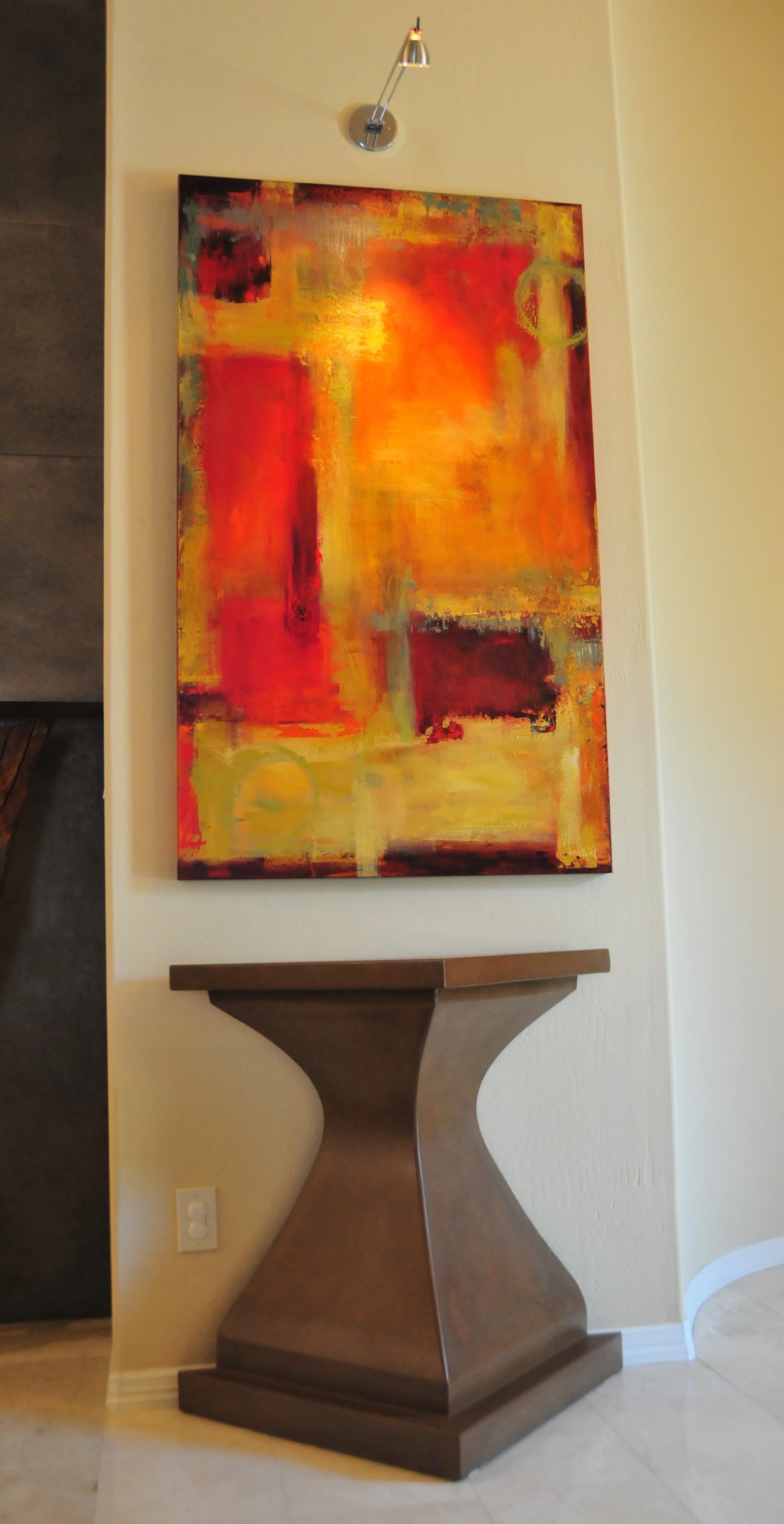concrete, custom furniture, stained, table