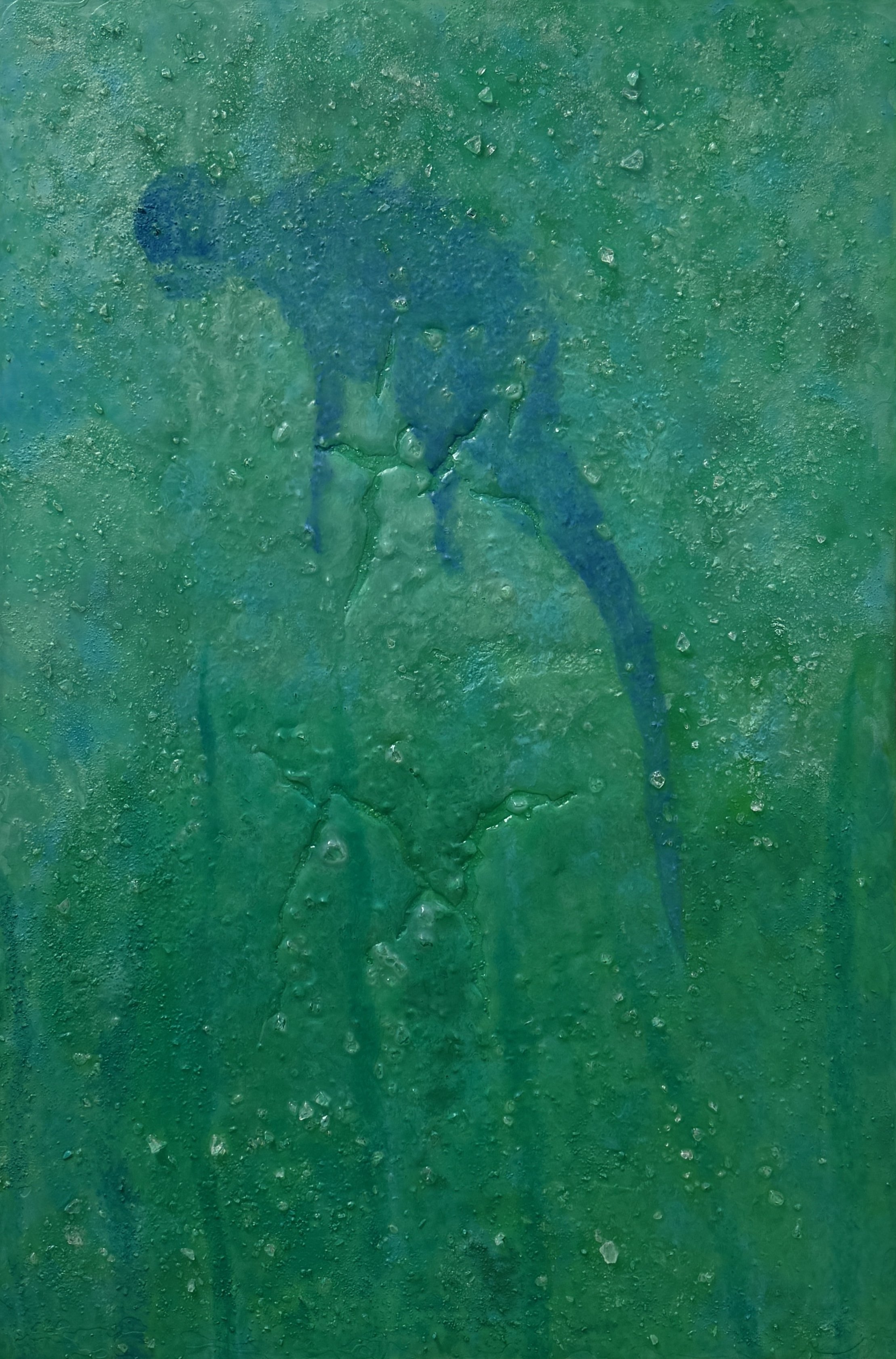 'Hypostasis', oil, acrylic and fake glass on canvas, 150 x 100 cm (2025)