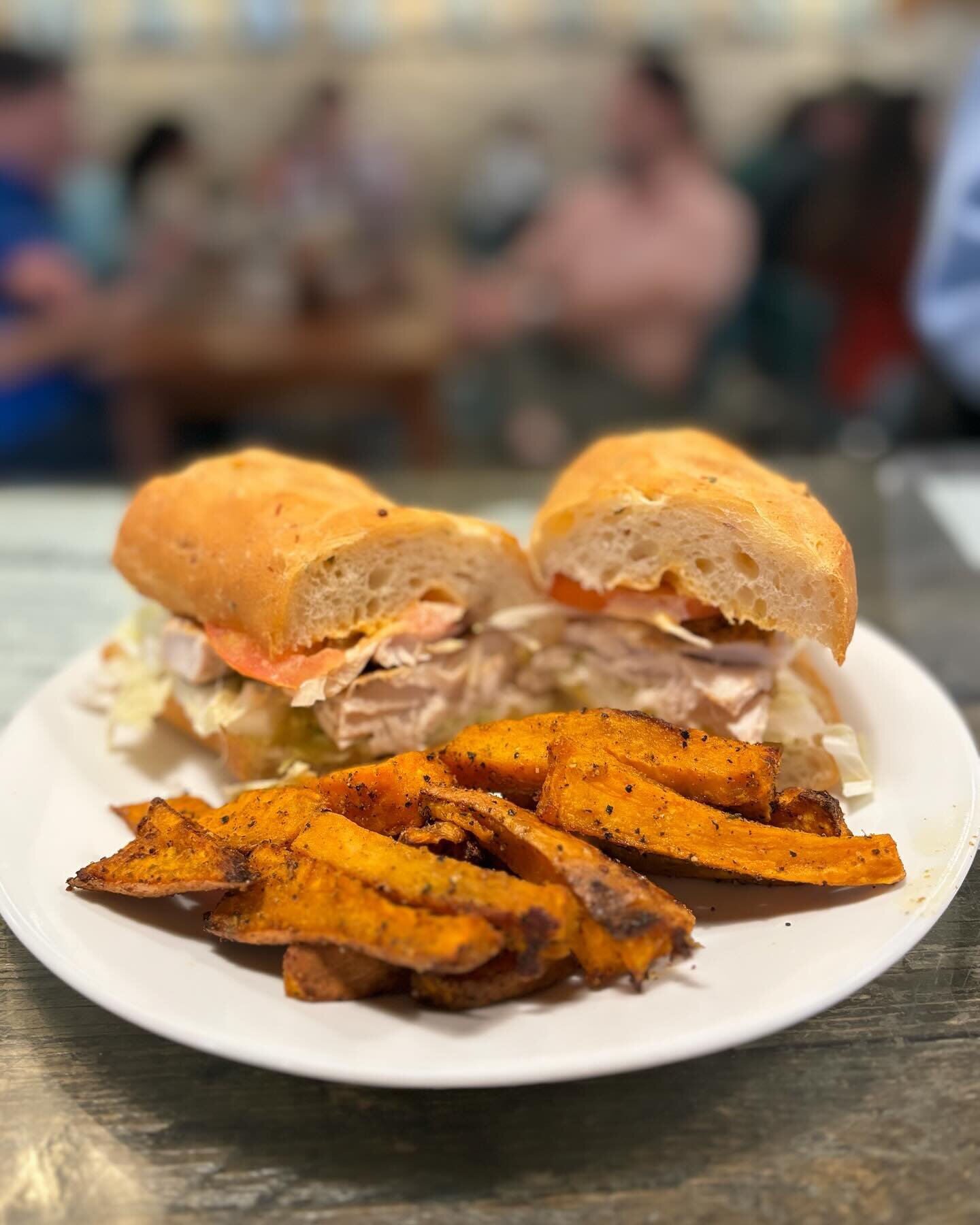 Special of the day : Local Amberjack Po&rsquo;Boy . With Napa cabbage , tomato, onion, spicy aioli on potato Rosemary bread. Served with choice of side . #warehousebakeryanddonuts #fishfriday #amberjack #fishpoboy #fairhope #fairhopealabama #sweethom