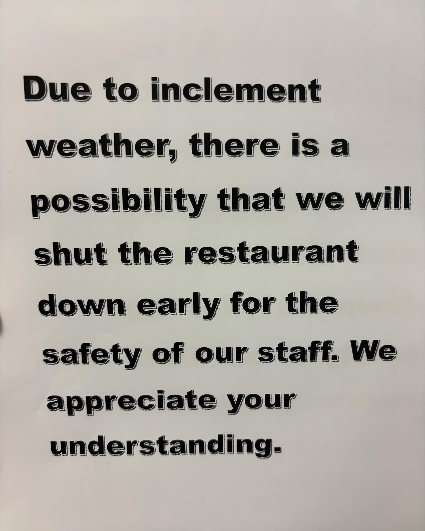 We will be closing at 11:30am today , to allow our employees time to pick children up from school and make it home before it gets bad with the weather. We will be back open tomorrow normal business hours . Everyone stay safe . #warehousebakeryanddonu