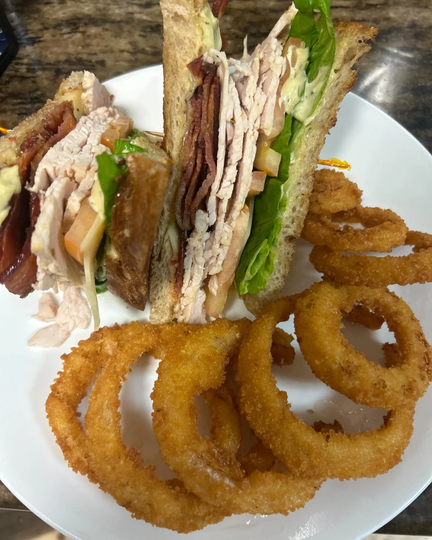 Todays special is a overnight roasted turkey sandwich with romaine, bacon, red tomato, and Swiss with a garlic aioli on sourdough bread. #special #fairhopealabama #warehousebakeryanddonuts #localbusiness #shopsmall