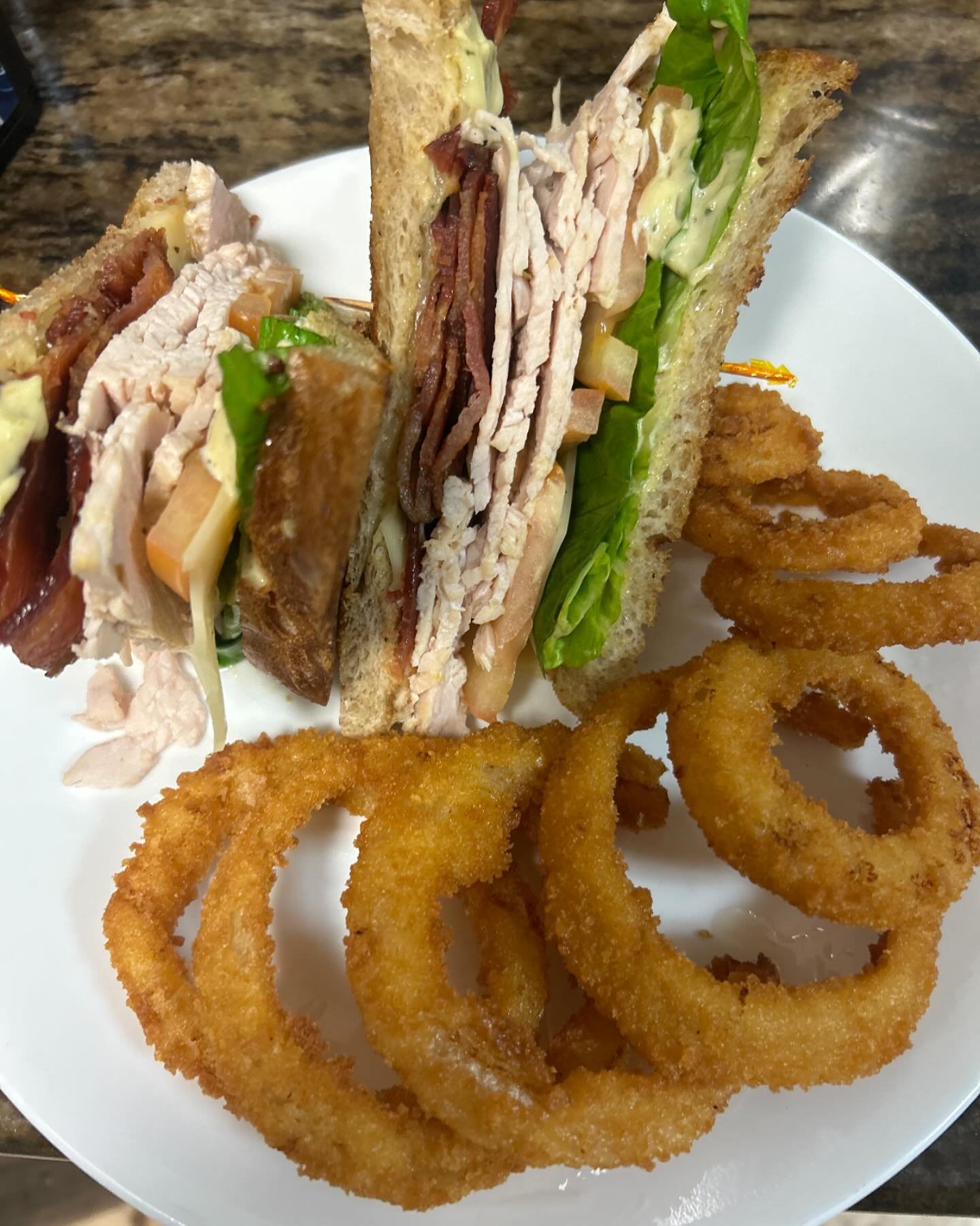 Todays special is a overnight roasted turkey sandwich with romaine, bacon, red tomato, and Swiss with a garlic aioli on sourdough bread. #special #fairhopealabama #warehousebakeryanddonuts #localbusiness #shopsmall