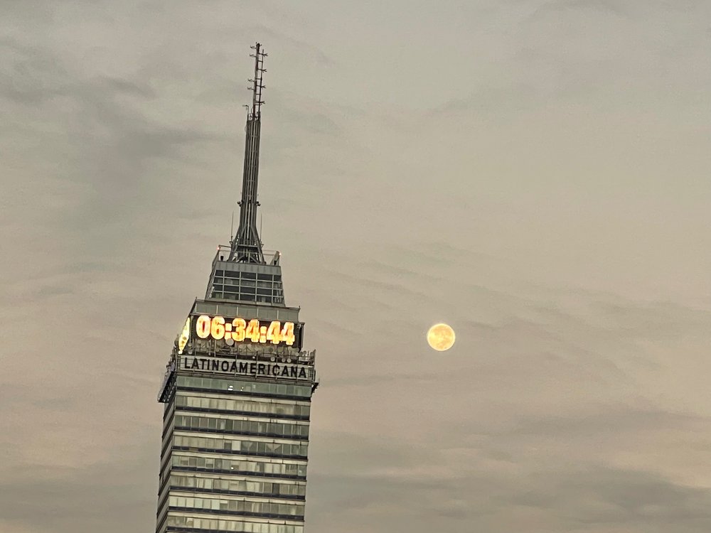 Hotel Downtown Mexico Rooftop Moonset/Sunrise#© TWT LLC