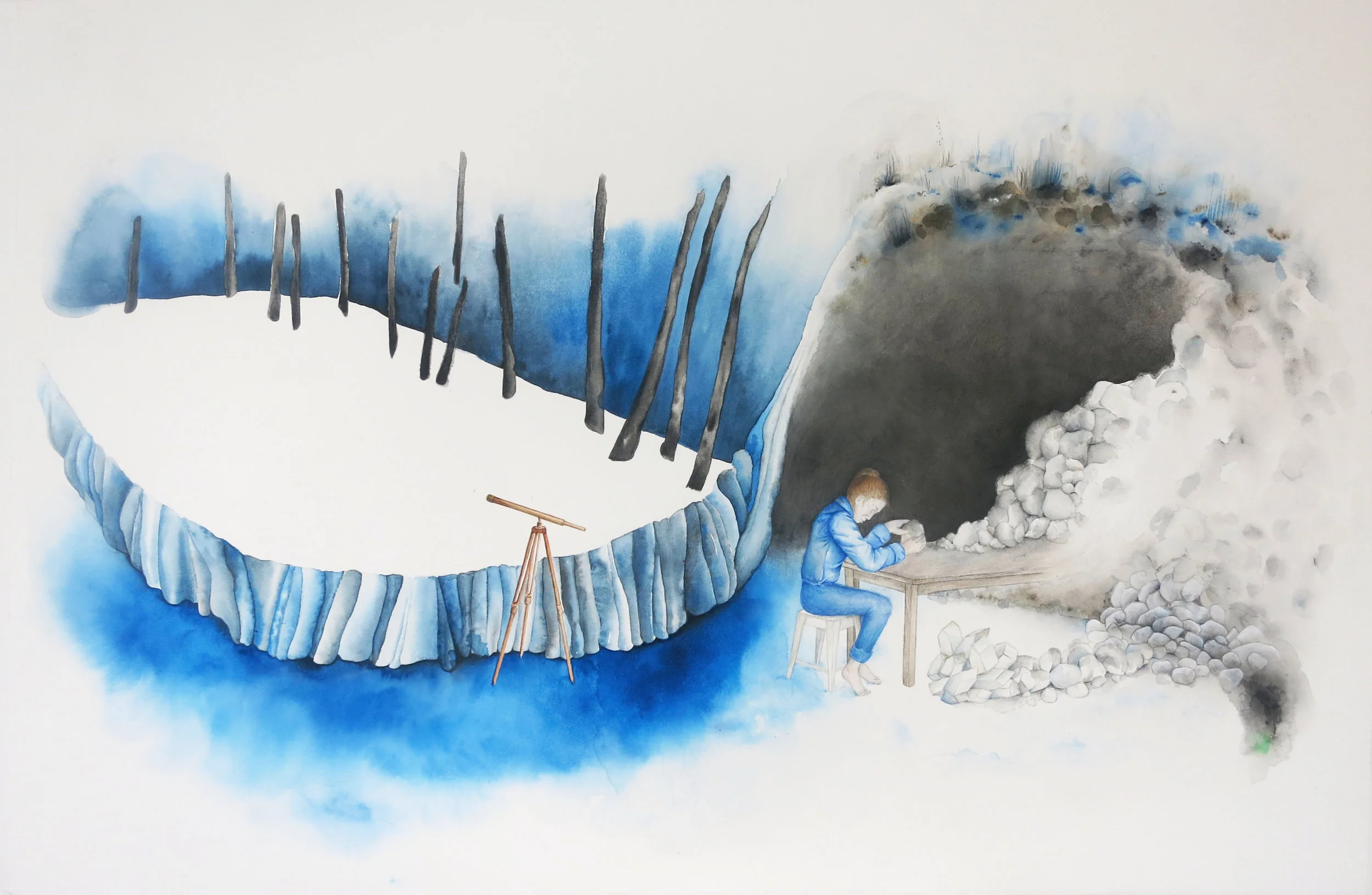 Ohne Titel, 2018, Aquarell & Gouache auf Papier, 120 x 80 cm