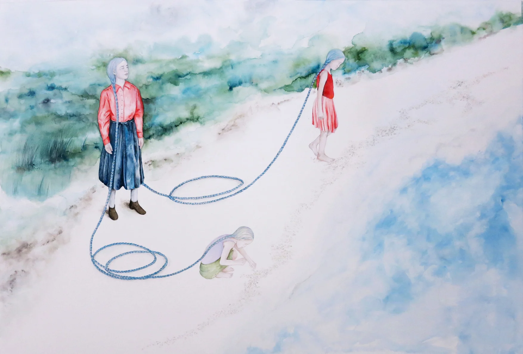An den Küsten unendlicher Welten…, 2018, Aquarell & Gouache auf Papier, 100 x 70 cm