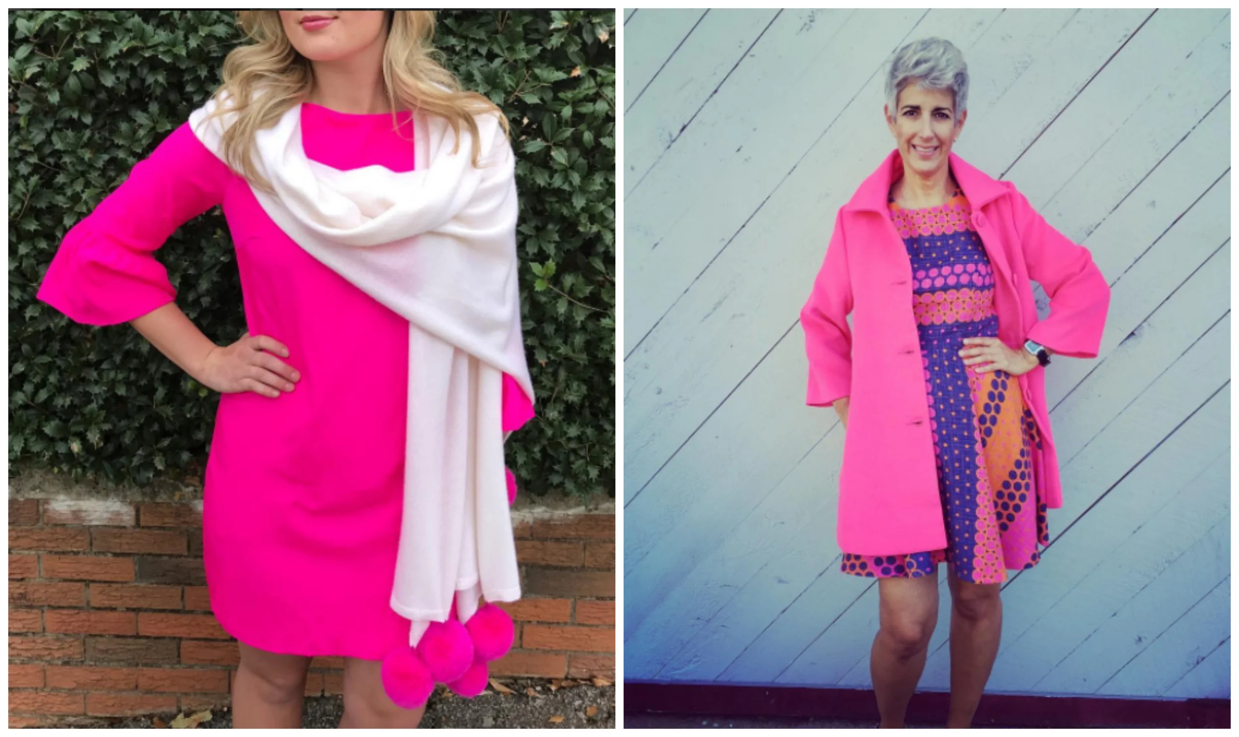 Vibrant colors make a statement for themselves. In cases like these, let the dress do the talking. When wearing a bold color or print, it should be the focus of the outfit. Pair with contrasting colors to let it stand out, as shown with our neon pink dress , a basic white scarf and subtle accessories. Or, draw a color out of the look and let that be the centerpiece. This ties the pieces together to create a statement. Try the look with our multipatterned flare dress and matching pink overcoat . A more subtle look can be achieved through matching smaller accessroies, such as statement earrings or a clutch. 